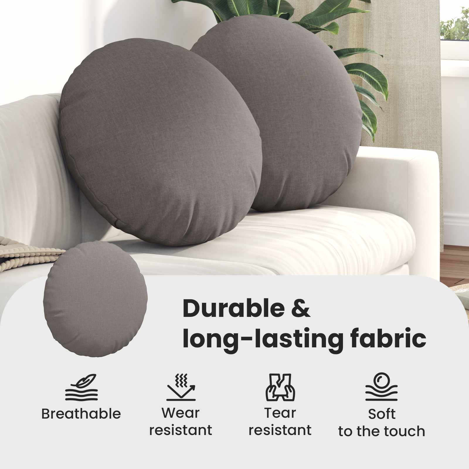 Sėdynių pagalvėlės 2 pcs Taupe Ø80 x 29 cm audinys