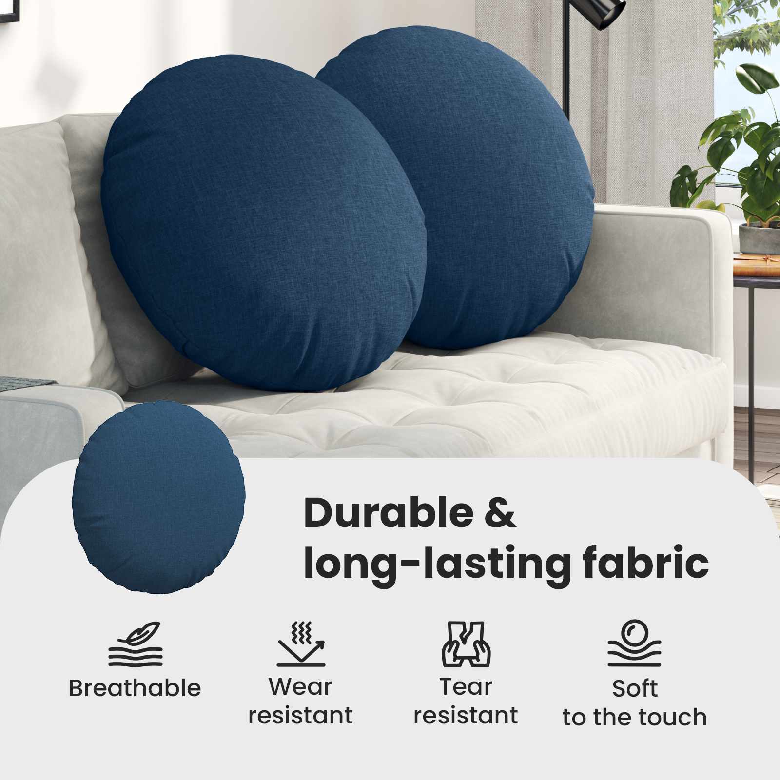 Sėdynių pagalvėlės 2 pcs Mėlyna Ø80 x 29 cm audinys