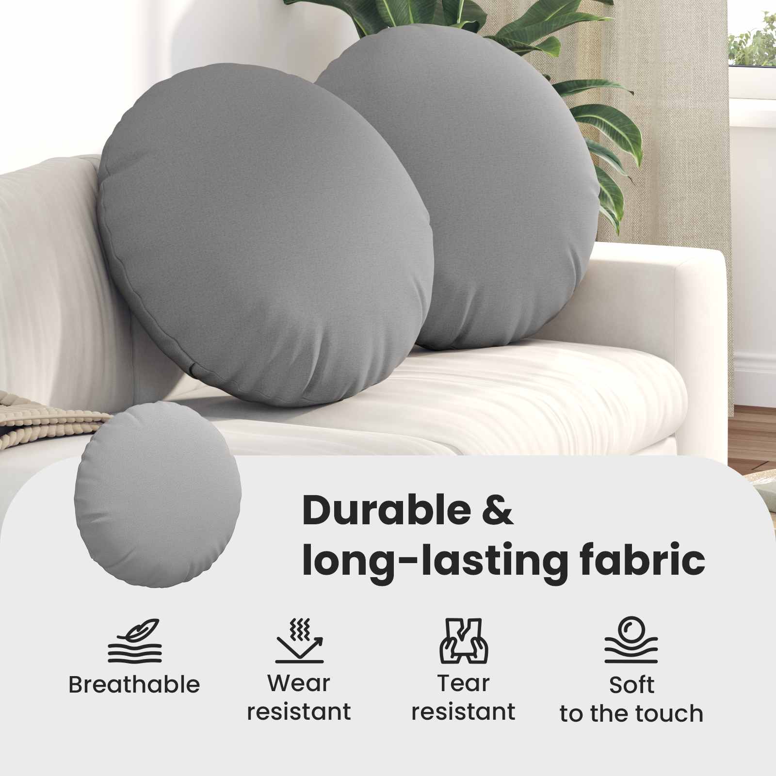 Sėdynių pagalvėlės 2 pcs Debesų pilka Ø80 x 29 cm audinys