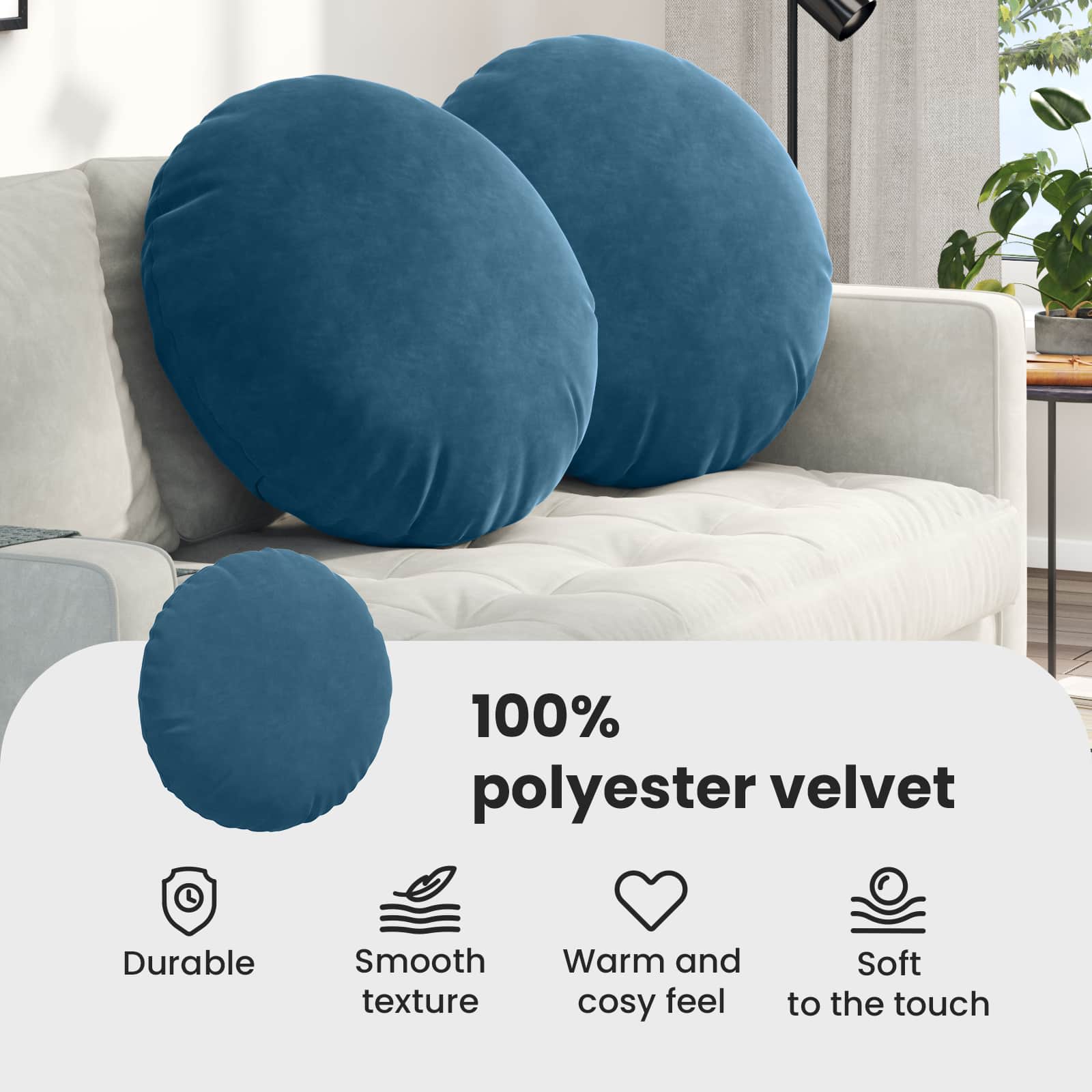 Seat cushions 2 pcs Blue Ø80 x 29 cm Velvet