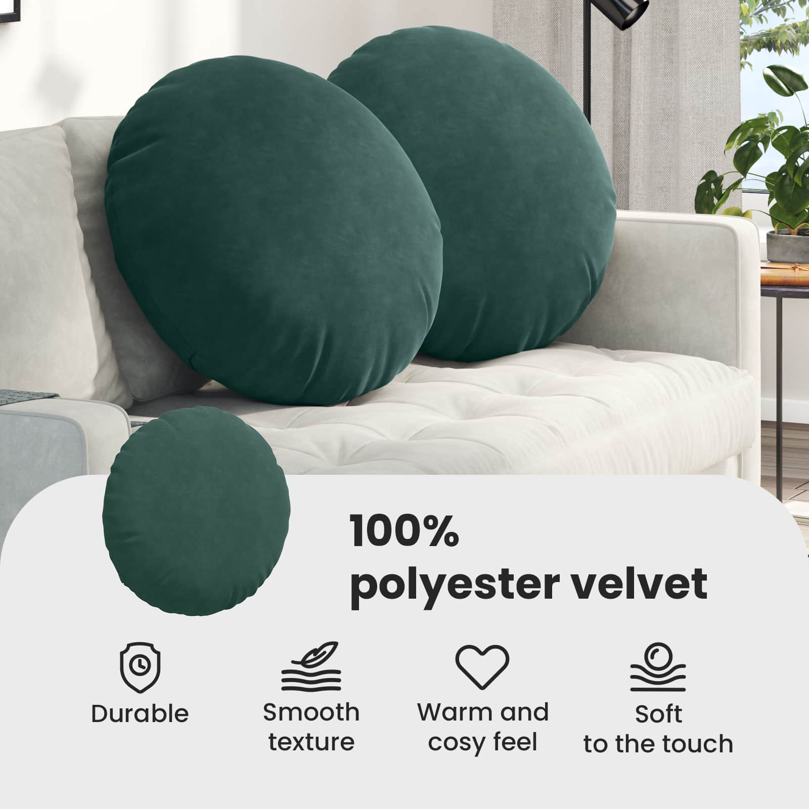 Sėdynių pagalvėlės 2 pcs Tamsiai žalia Ø80 x 29 cm Aksomas