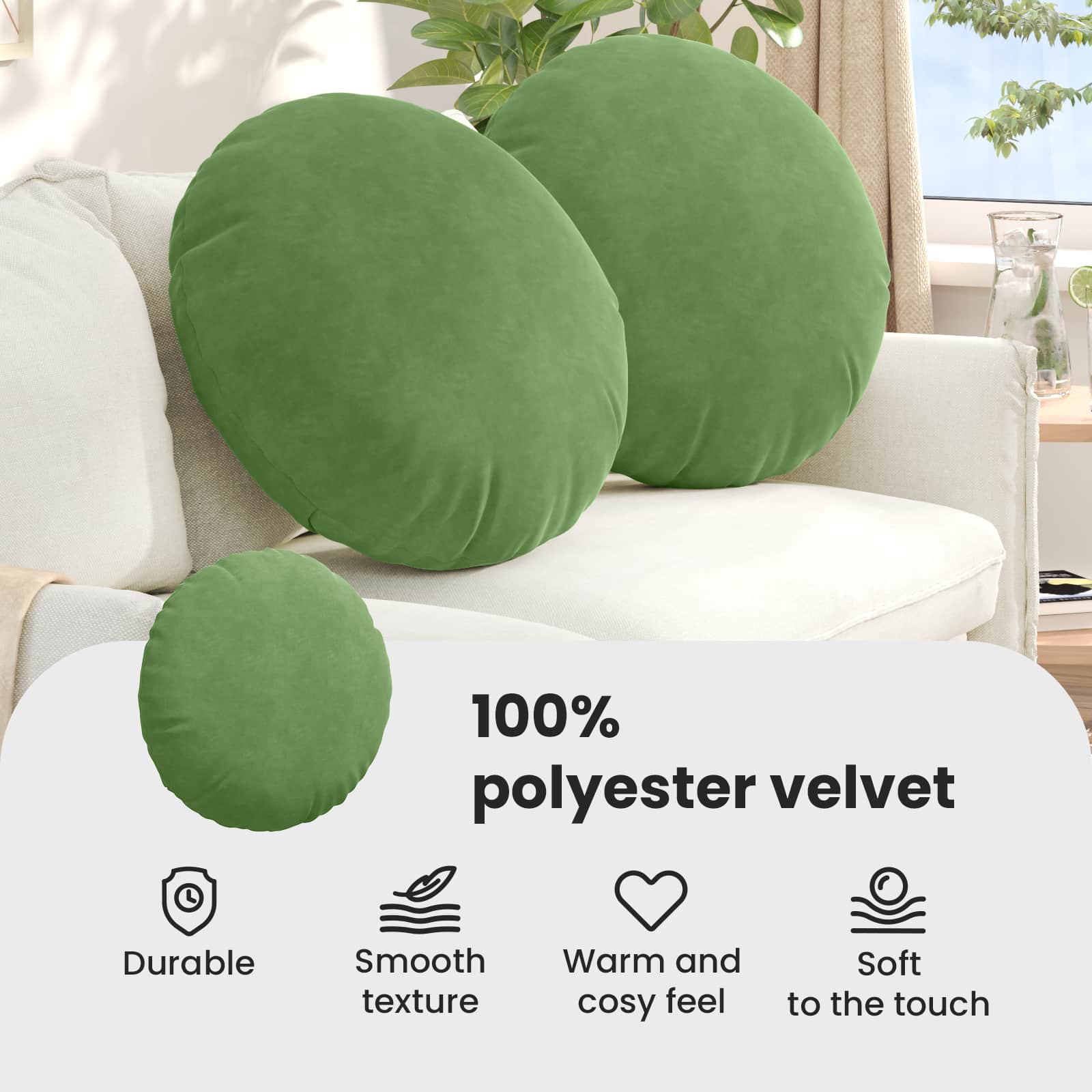 Sėdynių pagalvėlės 2 pcs Šviesiai žalia Ø 40 x 13 cm Aksomas