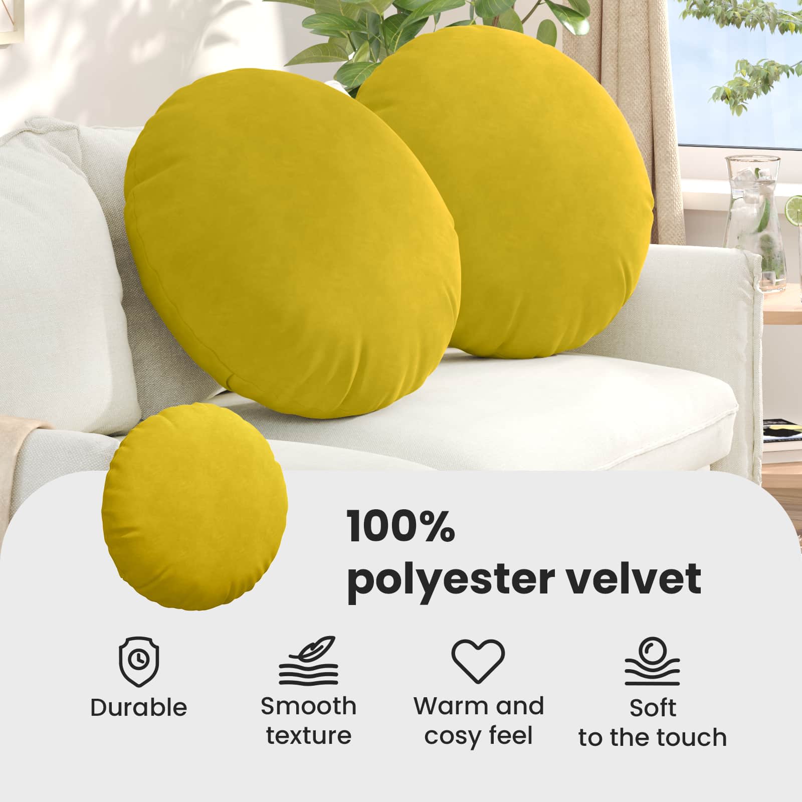 Sėdynių pagalvėlės 2 pcs Geltona Ø80 x 29 cm Aksomas