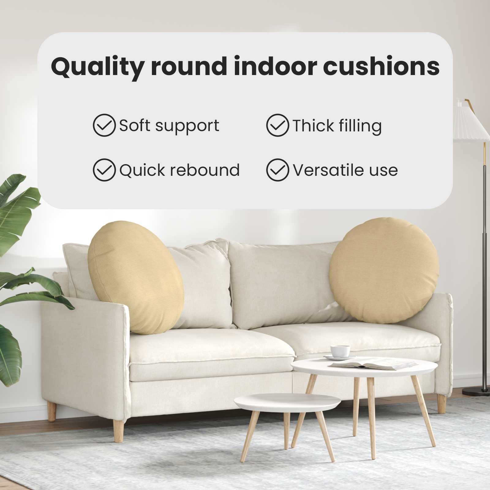Seat cushions 2 pcs Grey-green Ø 80 cm