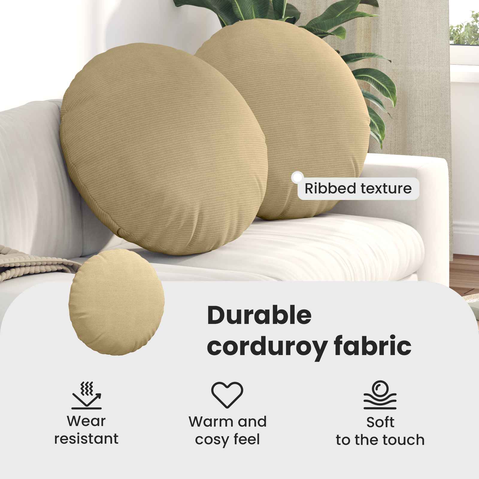 Seat cushions 2 pcs Grey-green Ø 80 cm