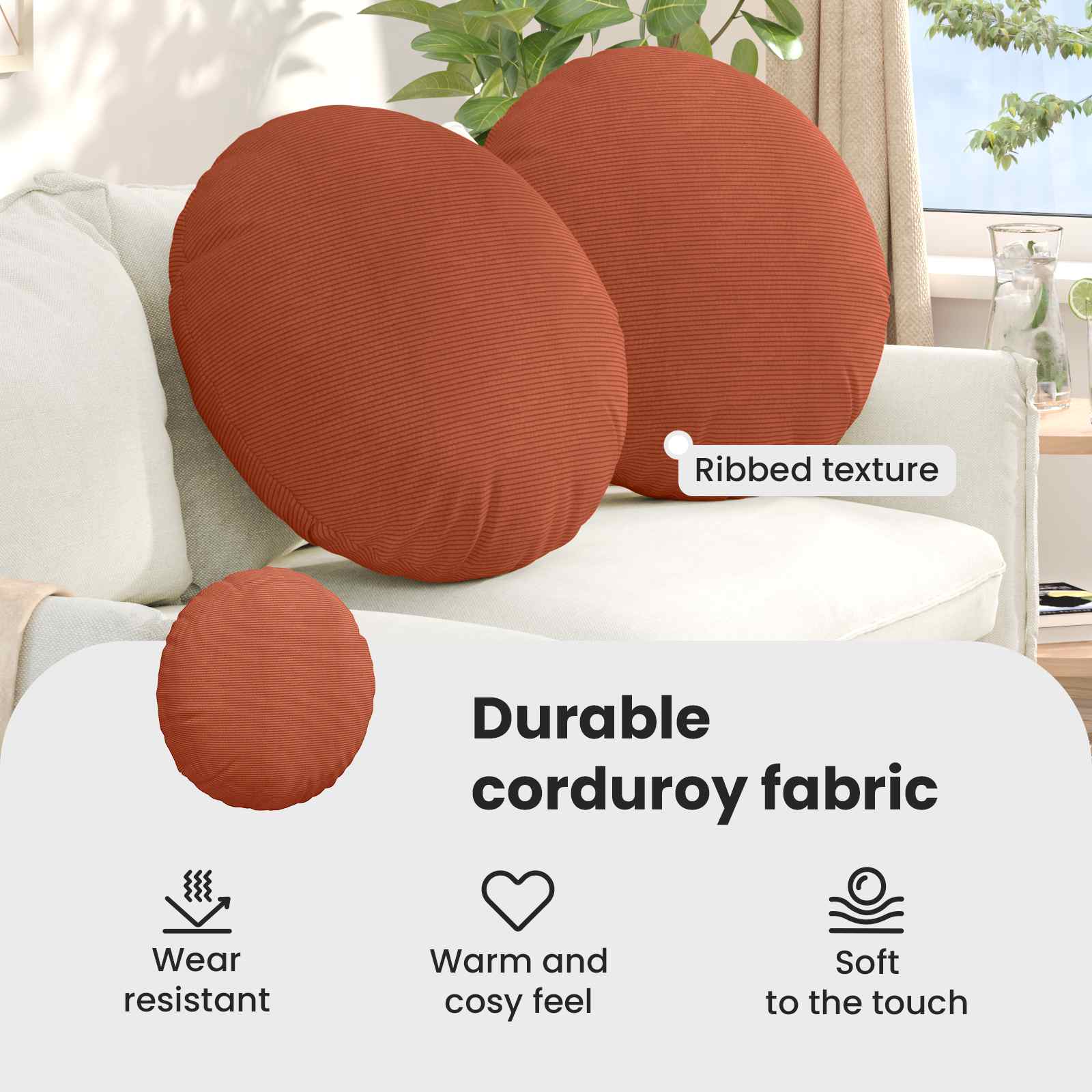Sėdynių pagalvėlės 2 pcs Raudona oranžinė Ø 80 cm