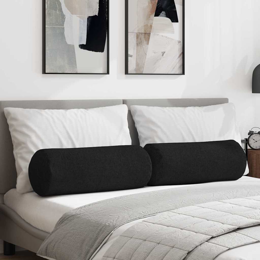 Pagalvės 2 pcs Juoda Ø 25 x 70 cm audinys