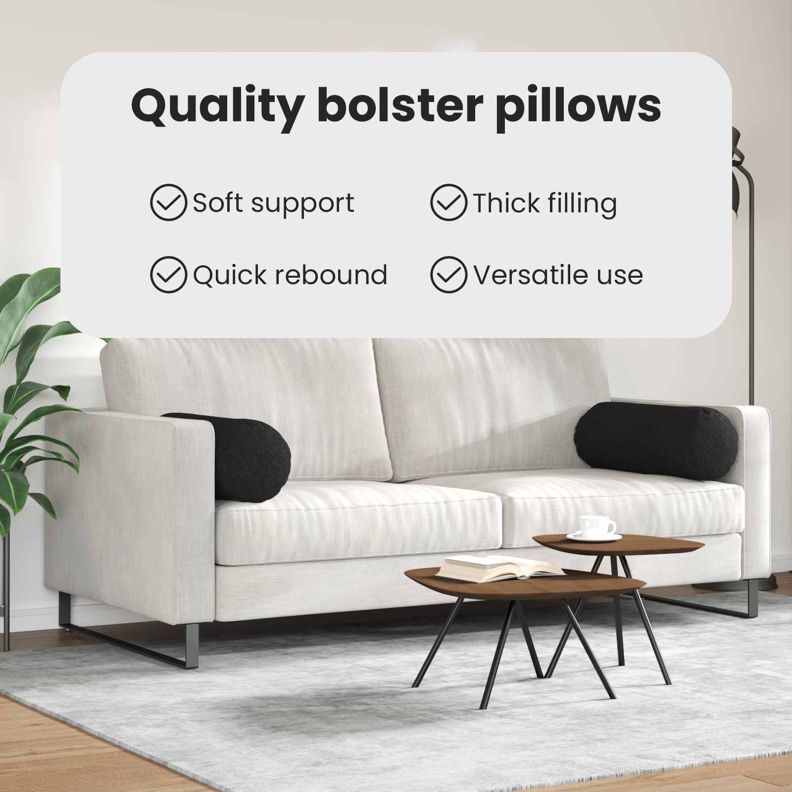 Pagalvės 2 pcs Juoda Ø 25 x 70 cm audinys