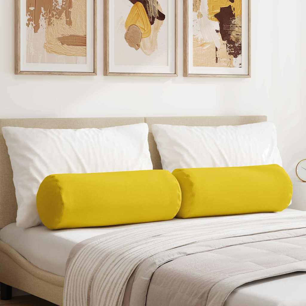 Pagalvės 2 pcs Šviesi geltona Ø 25 x 70 cm audinys