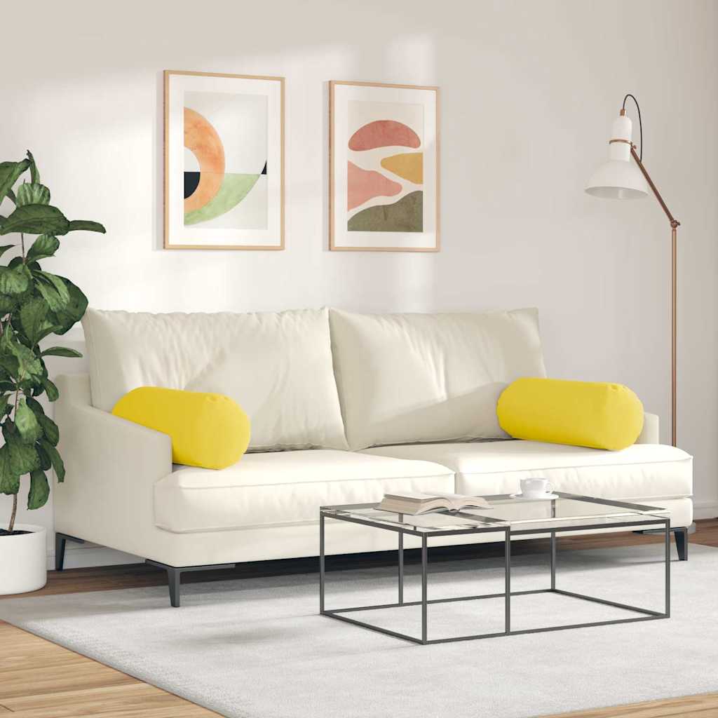 Pagalvės 2 pcs Šviesi geltona Ø 25 x 70 cm audinys