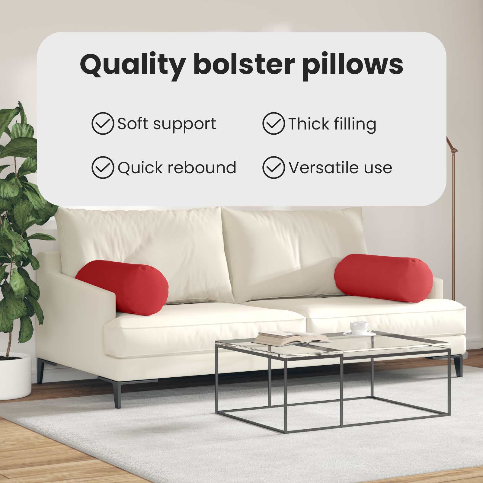 Pagalvės 2 pcs Raudona Ø 25 x 70 cm audinys
