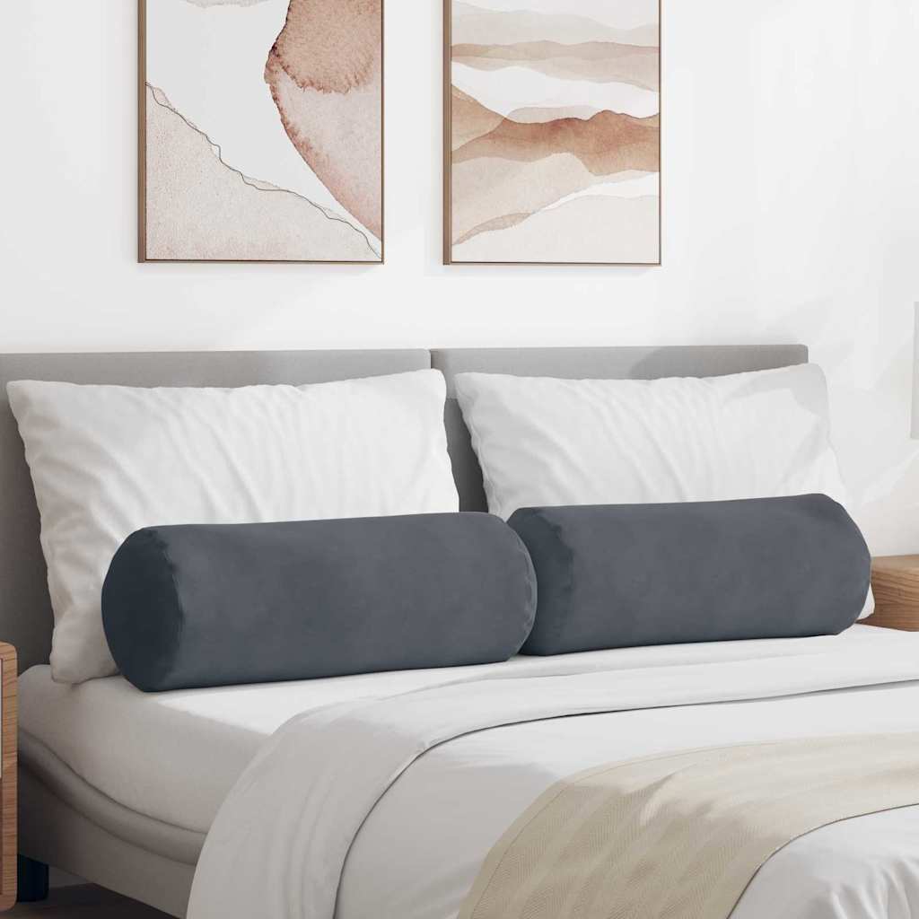 Pillows 2 pcs Dark grey Ø 25 x 70 cm Cordura fabric