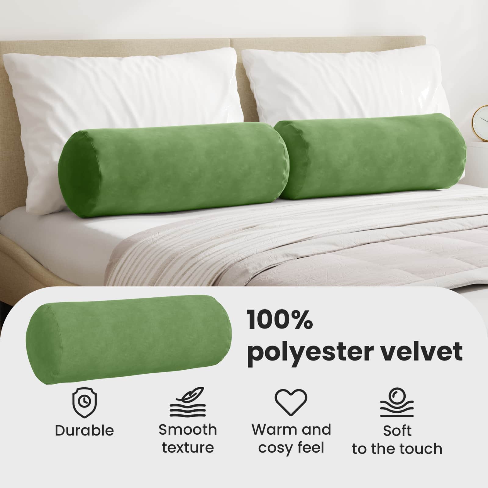 Pagalvės 2 pcs Šviesiai žalia Ø 25 x 70 cm Kordūrinis audinys