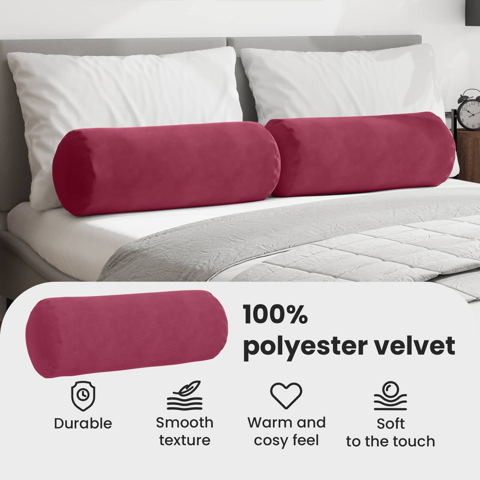 Pagalvės 2 pcs Vyno raudona Ø 25 x 70 cm Kordūrinis audinys