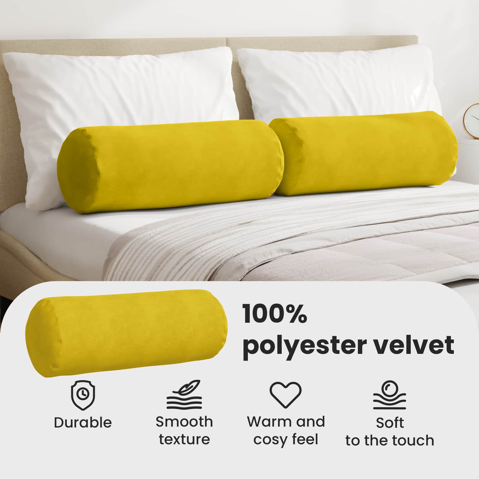 Pagalvės 2 pcs Geltona Ø 25 x 70 cm Kordūrinis audinys