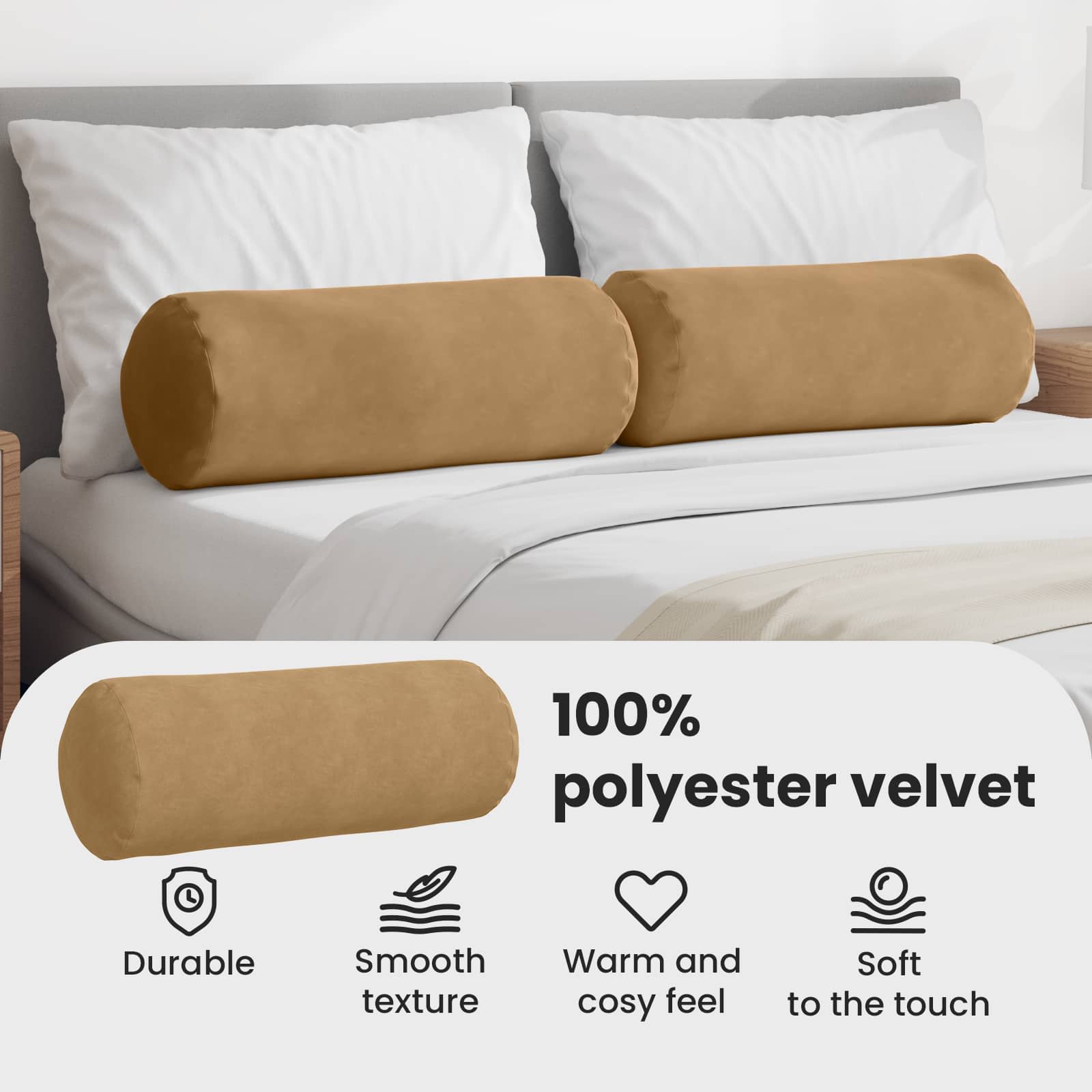 Pagalvės 2 pcs Ruda Ø 25 x 70 cm Kordūrinis audinys