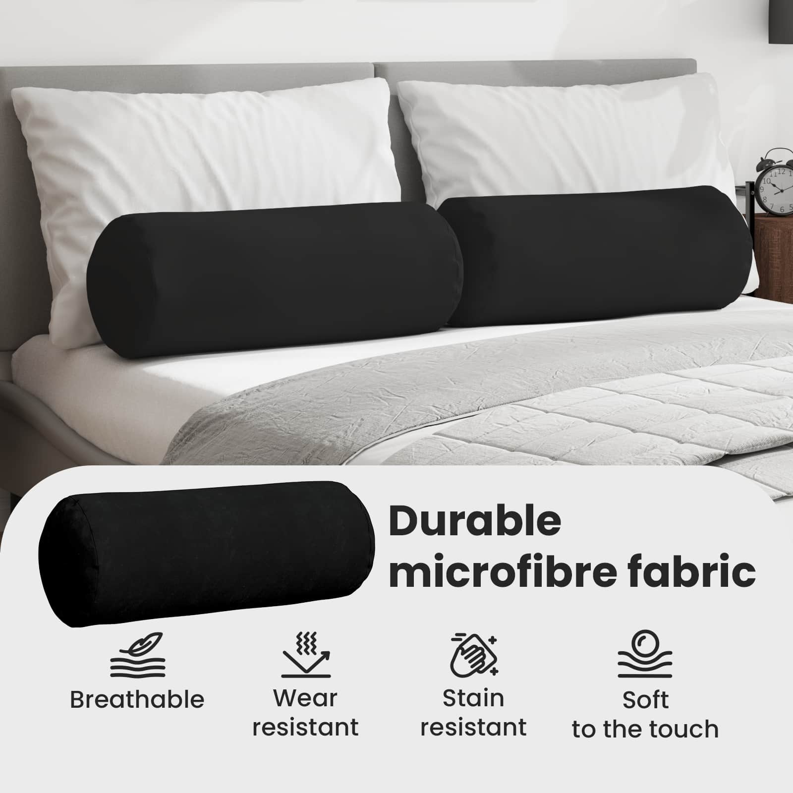 Pagalvės 2 pcs Juoda Ø 25 x 70 cm Mikropluošto audinys