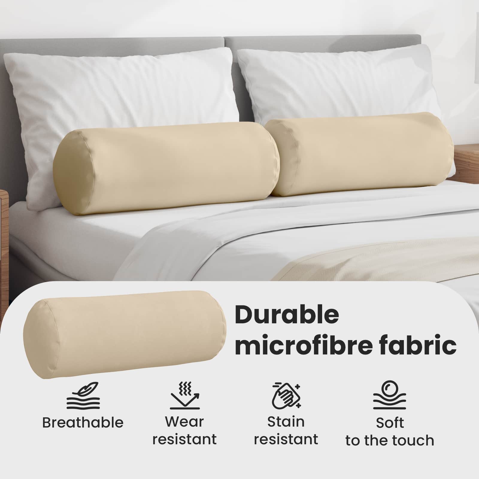 Pagalvės 2 pcs Kreminė Ø 25 x 70 cm Mikropluošto audinys