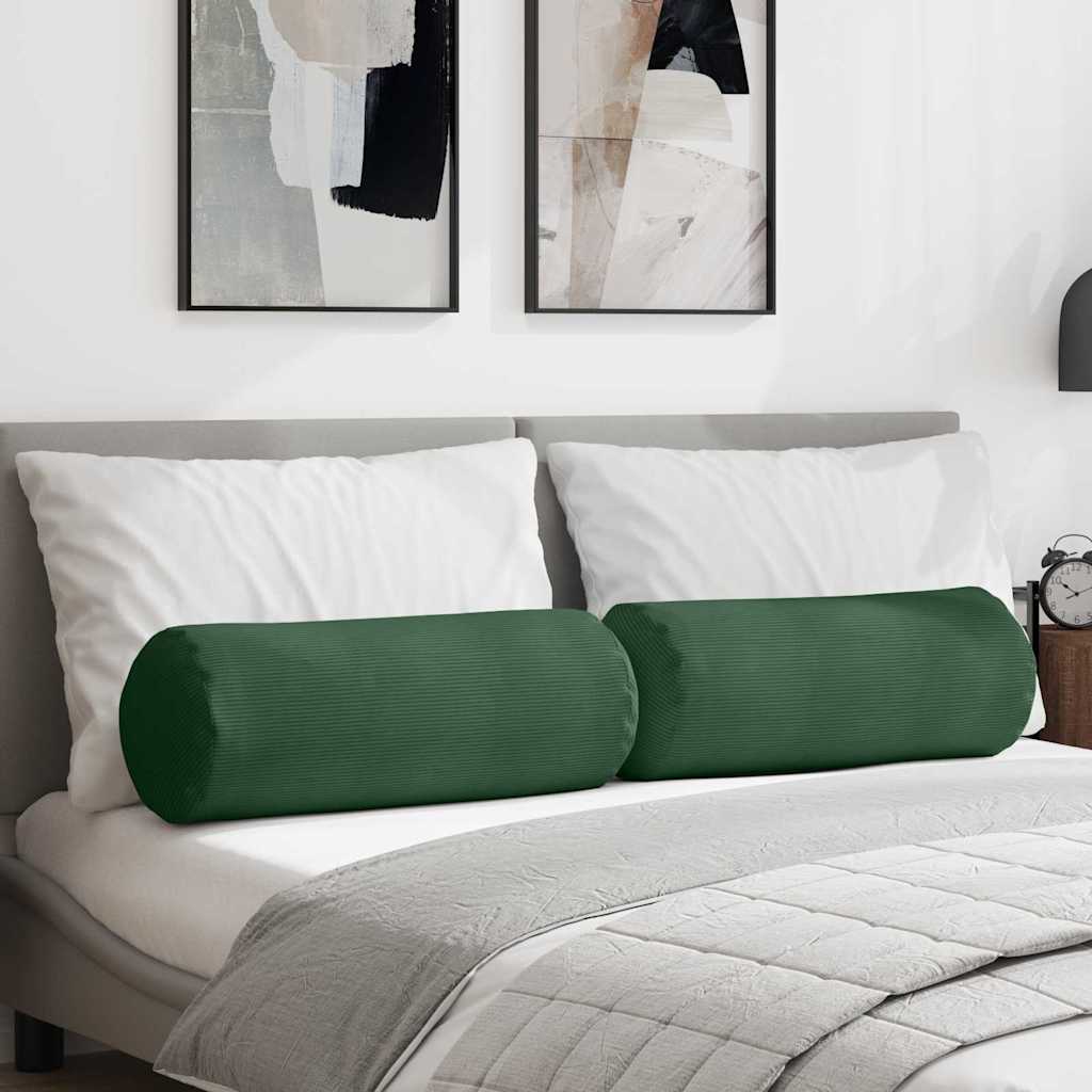 Pagalvės 2 pcs Tamsiai žalia Ø 25 x 70 cm Kordūrinis audinys