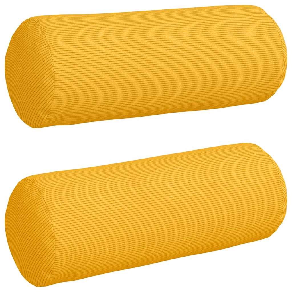 Pagalvės 2 pcs Šviesi geltona Ø 25 x 70 cm Kordūrinis audinys
