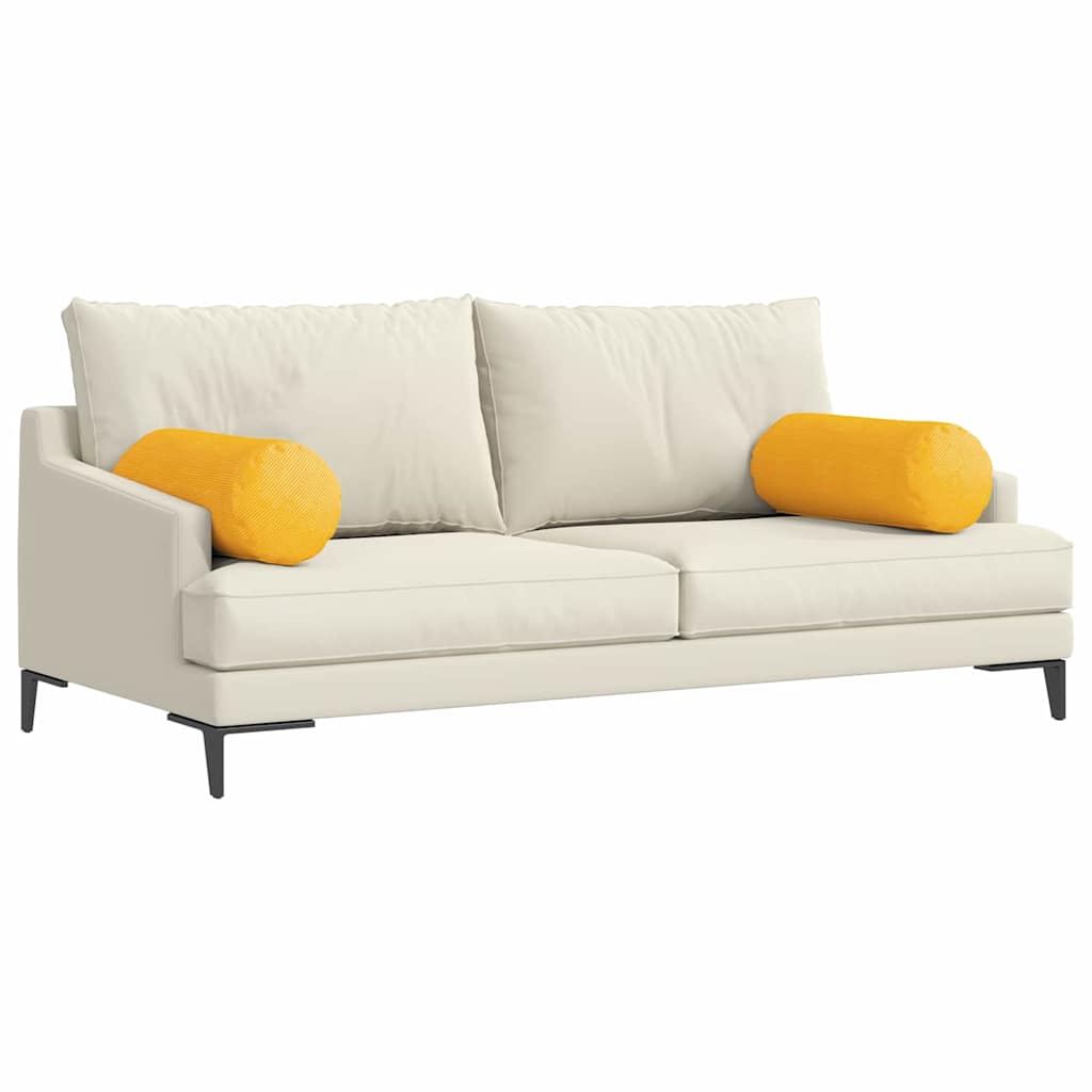 Pagalvės 2 pcs Šviesi geltona Ø 25 x 70 cm Kordūrinis audinys