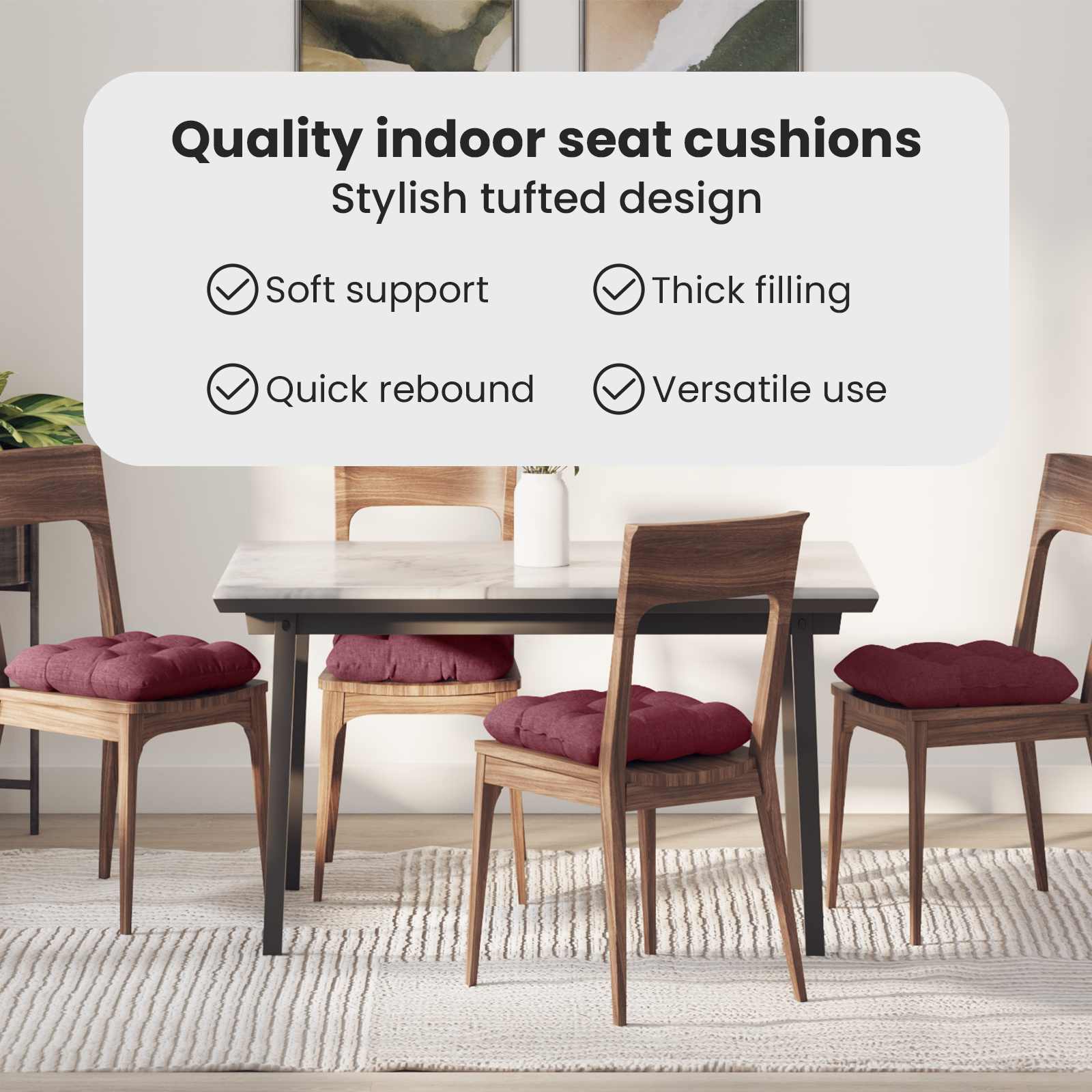 Sėdynių pagalvėlės 4 pcs Vyno raudona 40 x 40 x 12 cm audinys
