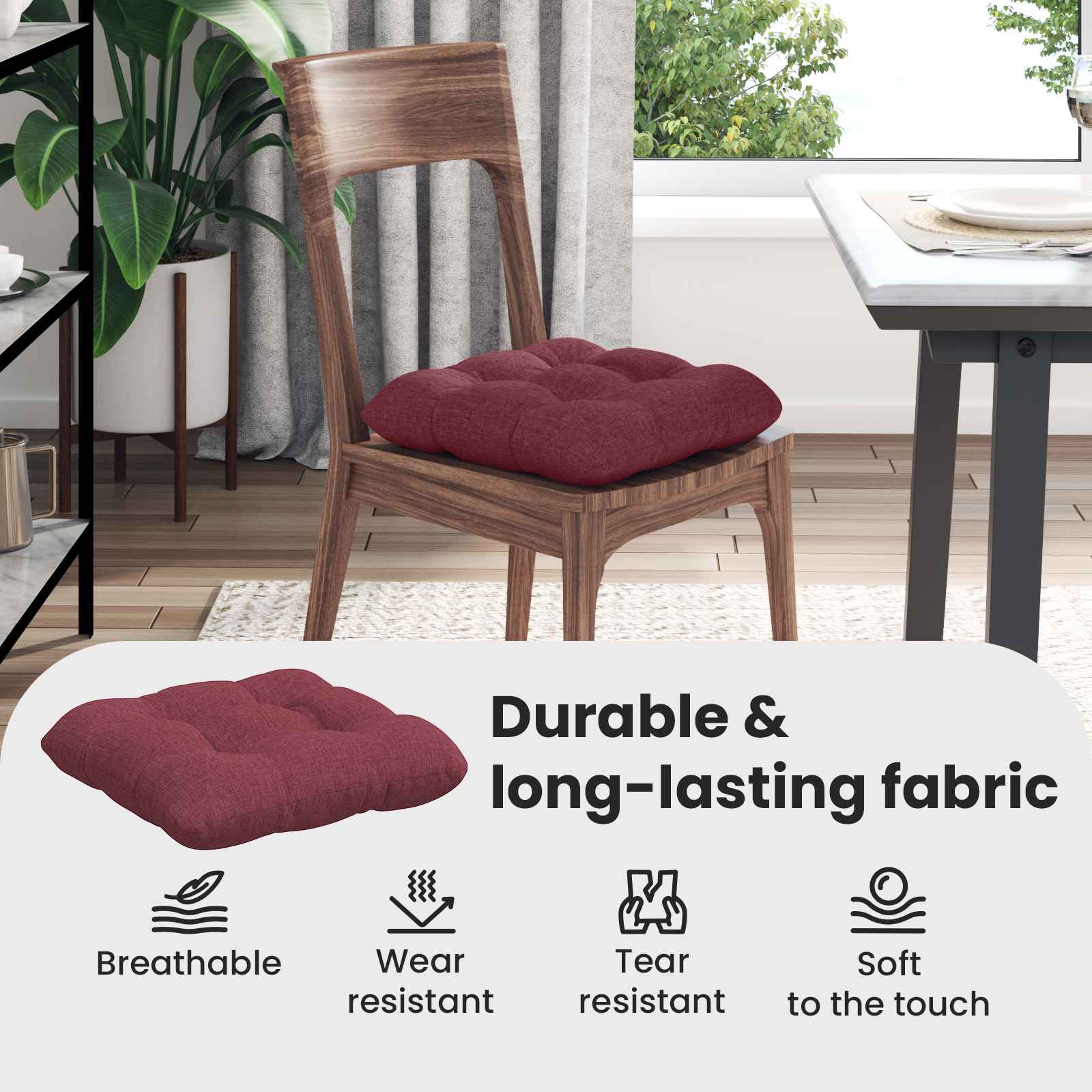 Sėdynių pagalvėlės 4 pcs Vyno raudona 40 x 40 x 12 cm audinys