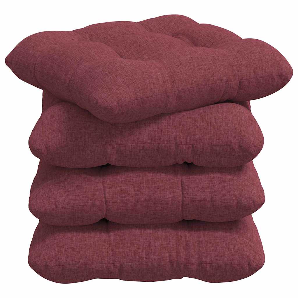 Sėdynių pagalvėlės 4 pcs Vyno raudona 40 x 40 x 12 cm audinys