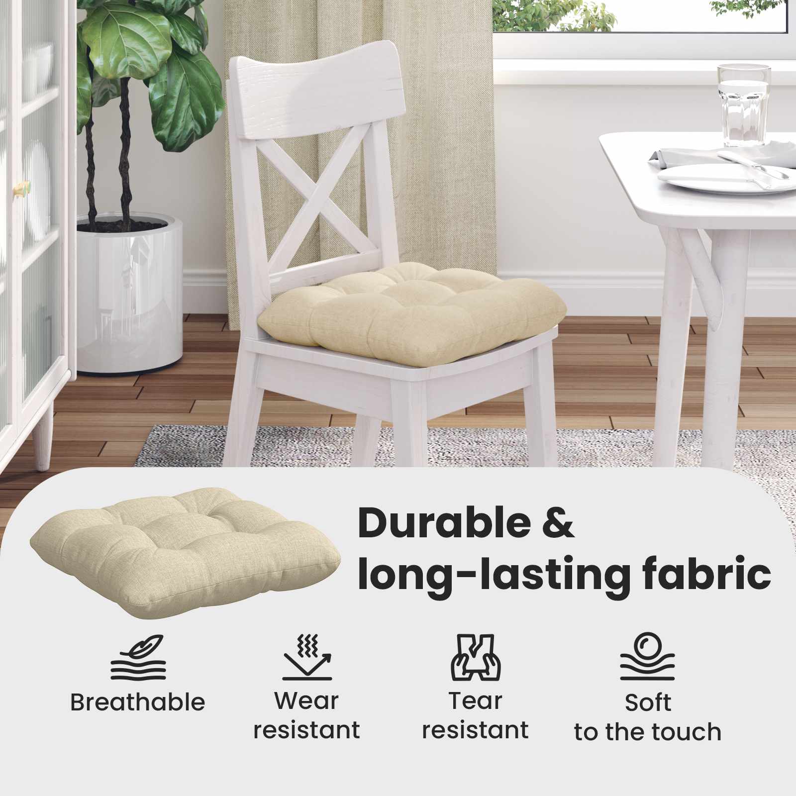 Sėdynių pagalvėlės 4 pcs Kreminė 40 x 40 x 12 cm audinys
