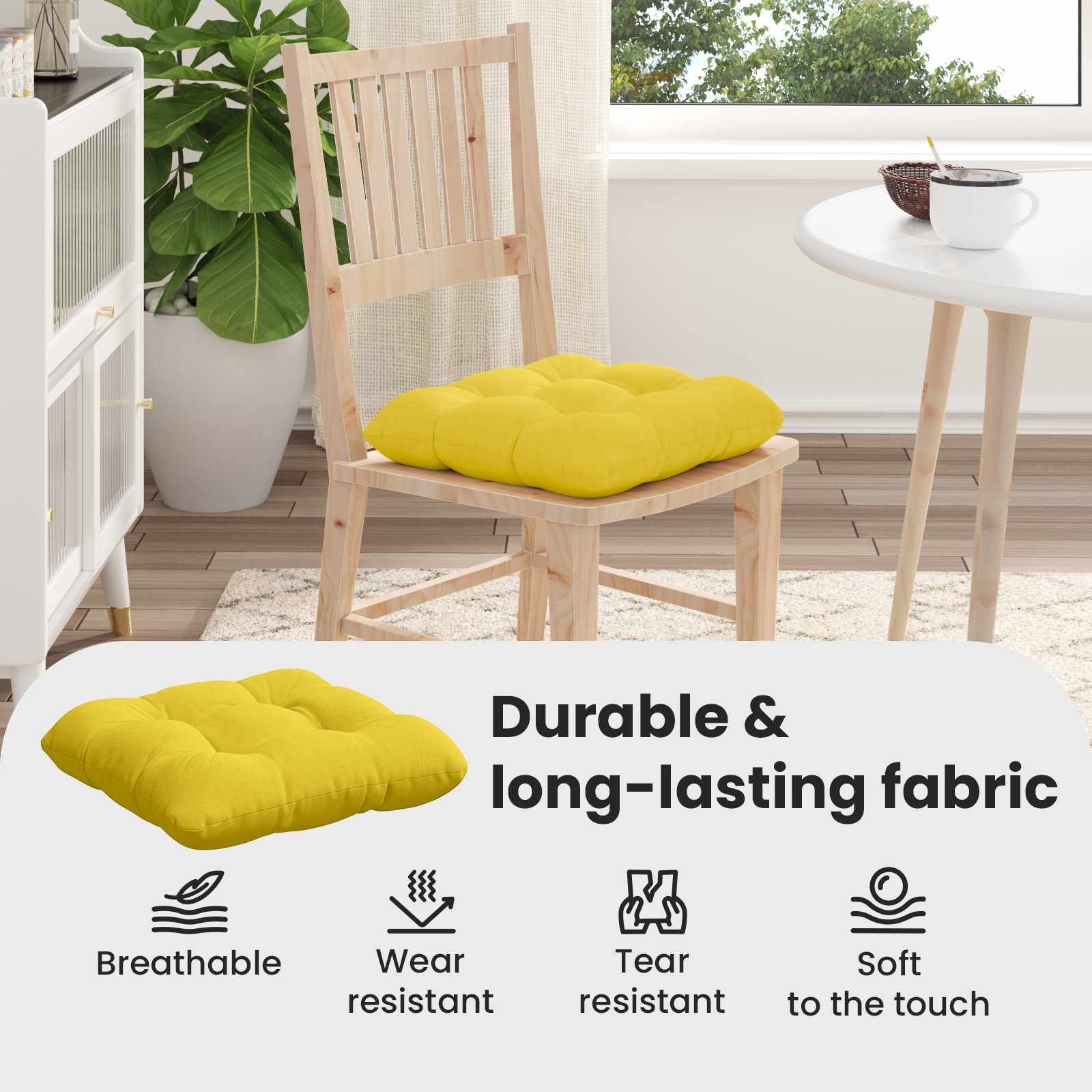Sėdynių pagalvėlės 4 pcs Šviesi geltona 40 x 40 x 12 cm audinys