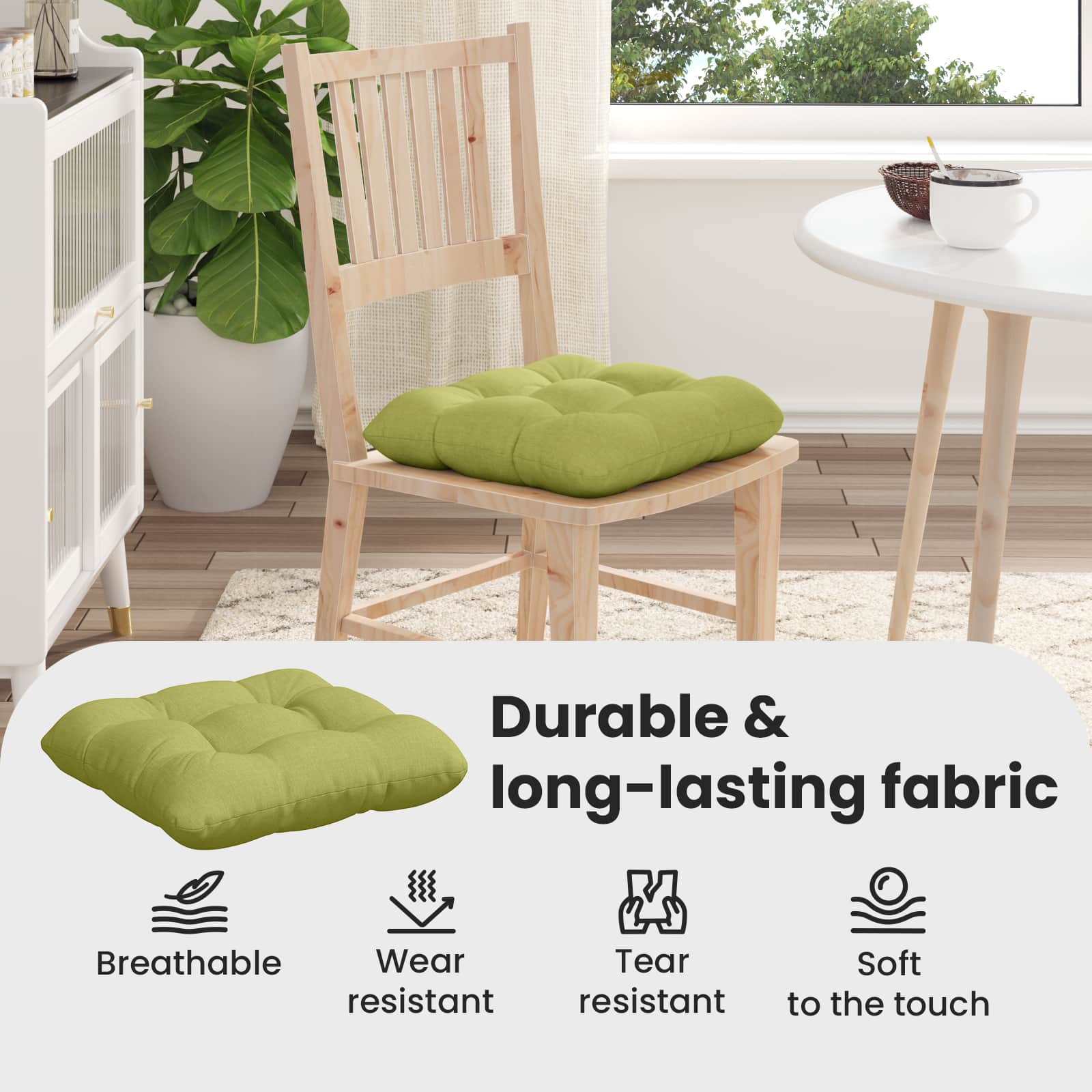 Sėdynių pagalvėlės 4 pcs Šviesiai žalia 40 x 40 x 12 cm audinys