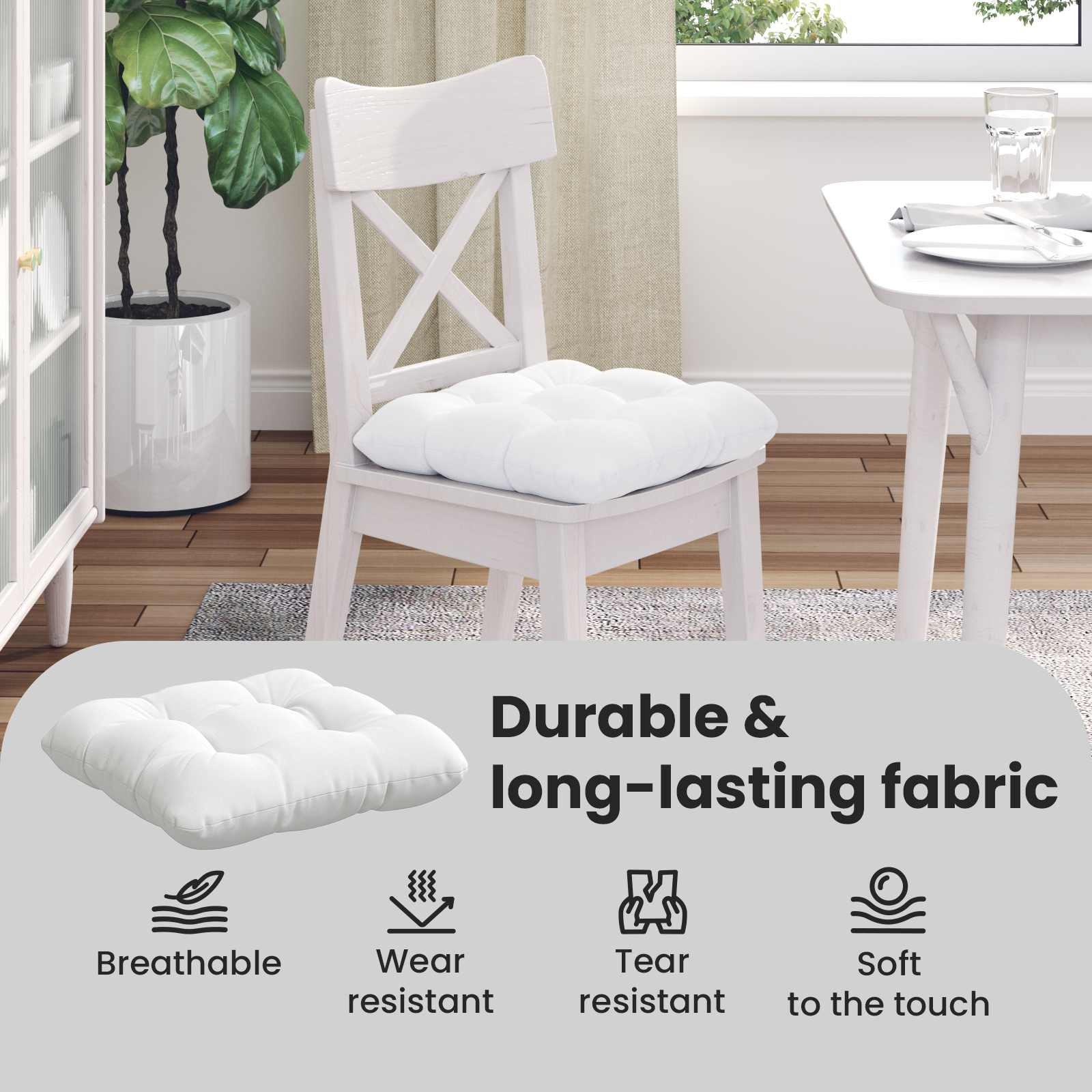 Sėdynių pagalvėlės 4 pcs Balta 40 x 40 x 12 cm audinys