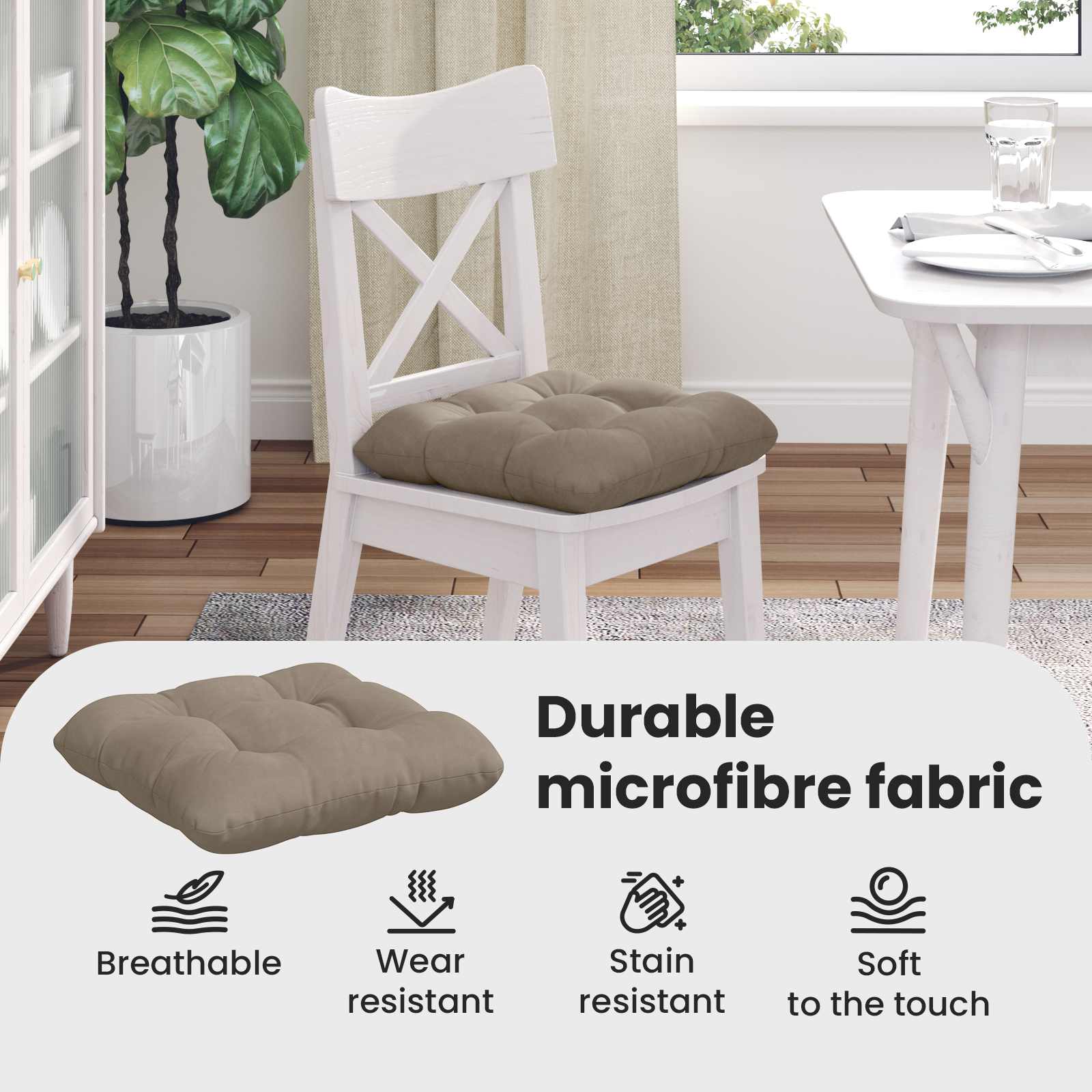 Sėdynių pagalvėlės 4 pcs Taupe 40 x 40 cm Mikropluošto audinys