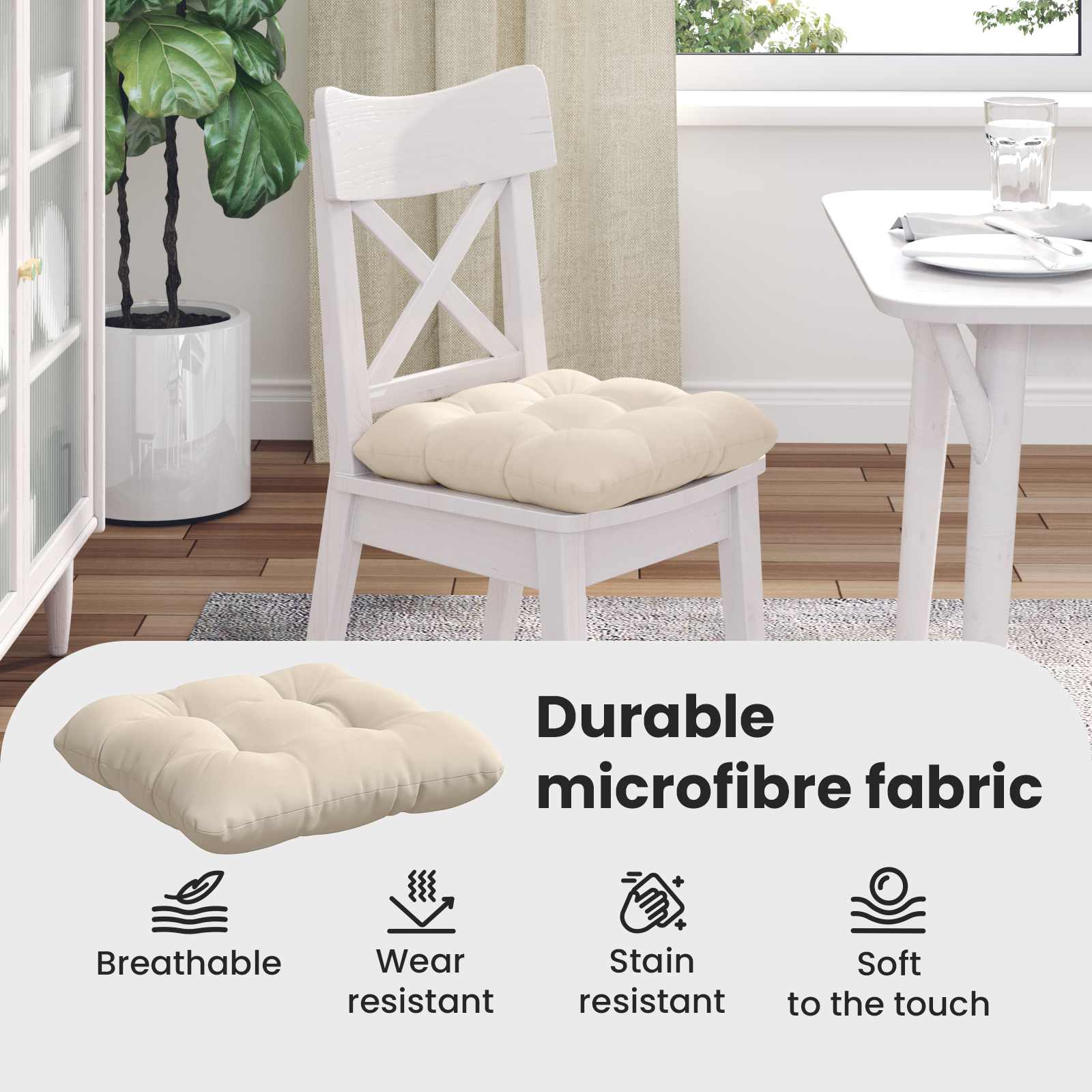 Sėdynių pagalvėlės 4 pcs Smėlio 40 x 40 cm Mikropluošto audinys