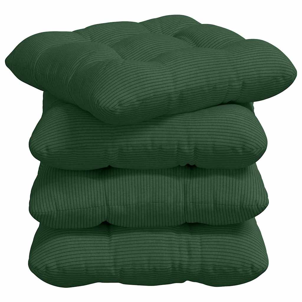 Seat Pads 4 pcs Dark green 40 x 40 cm