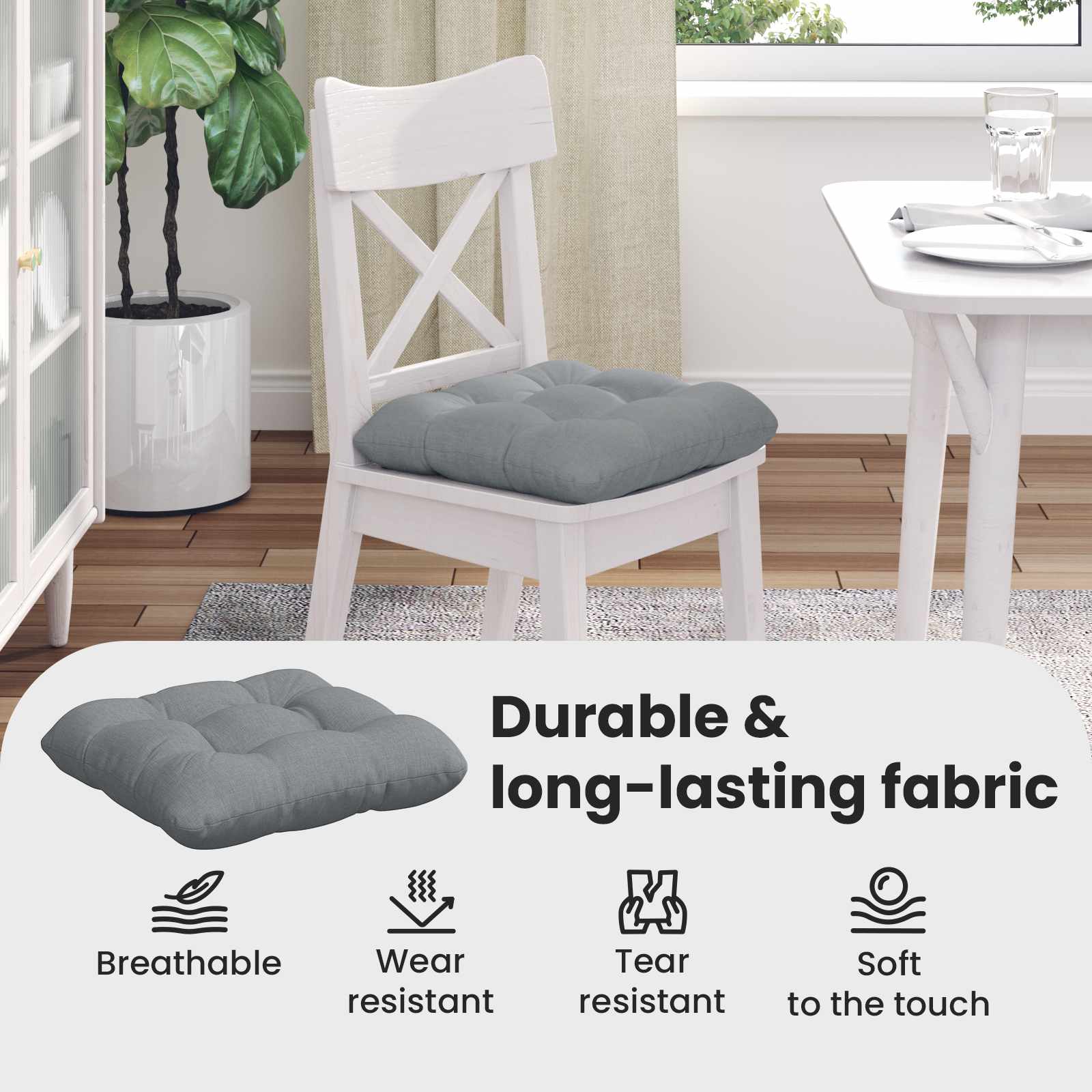 Sėdynių pagalvėlės 4 pcs Šviesiai pilka 45 x 45 x 12 cm audinys