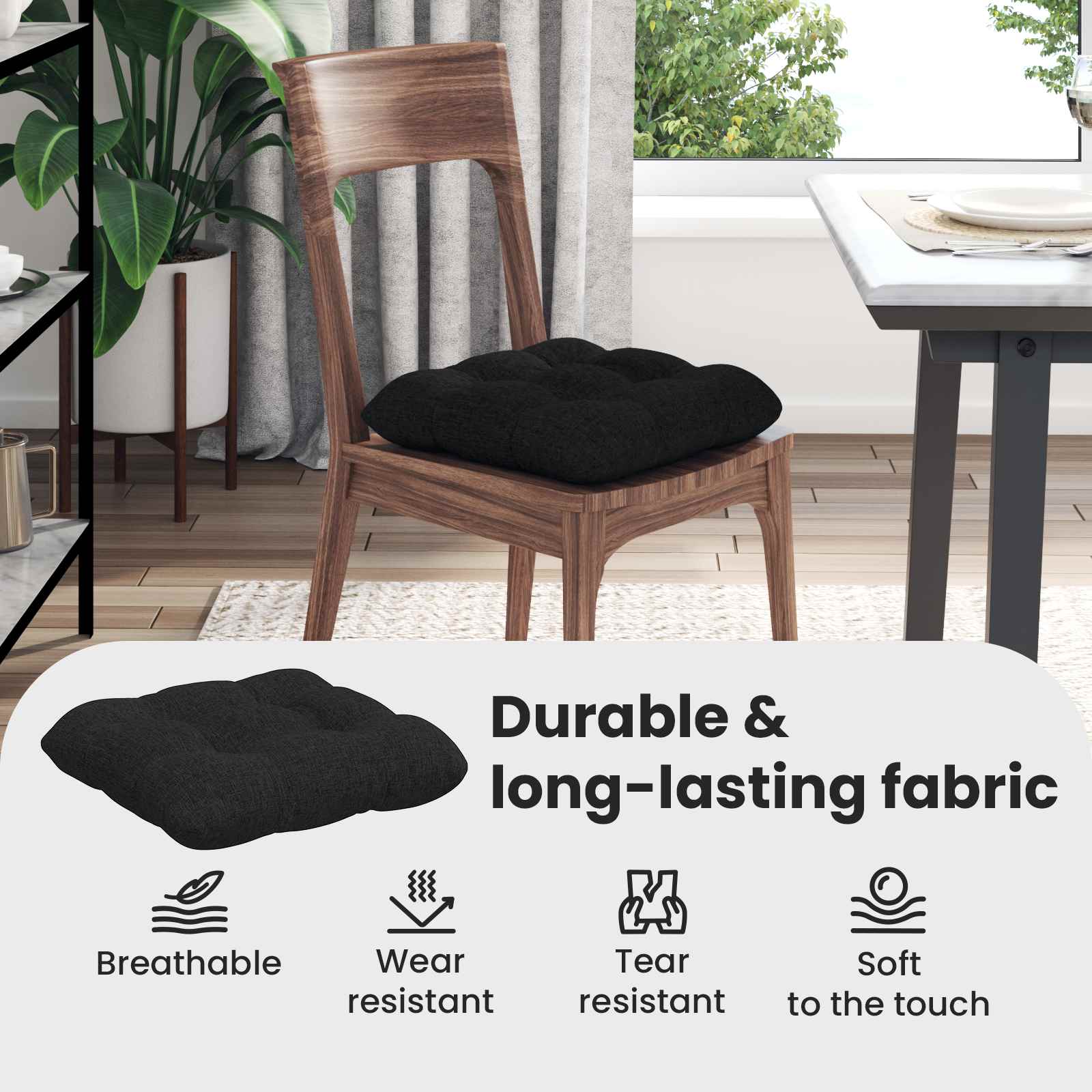 Sėdynių pagalvėlės 4 pcs Juoda 45 x 45 x 12 cm audinys