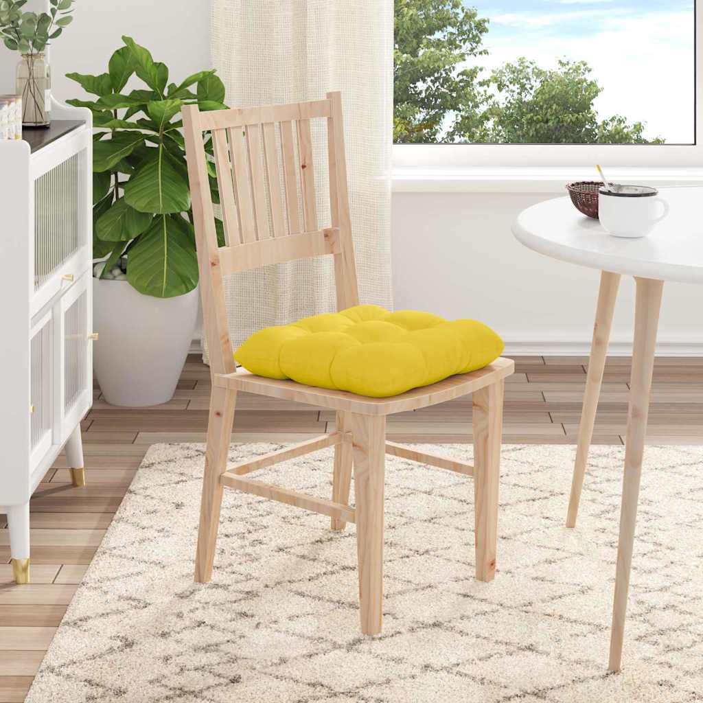 Seat cushions 4 pcs Light yellow 45 x 45 x 12 cm fabric