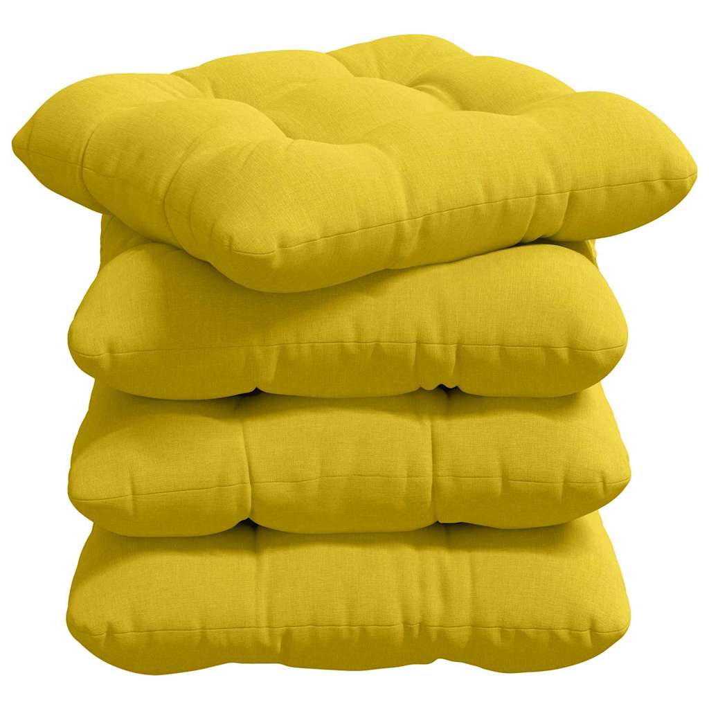 Seat cushions 4 pcs Light yellow 45 x 45 x 12 cm fabric