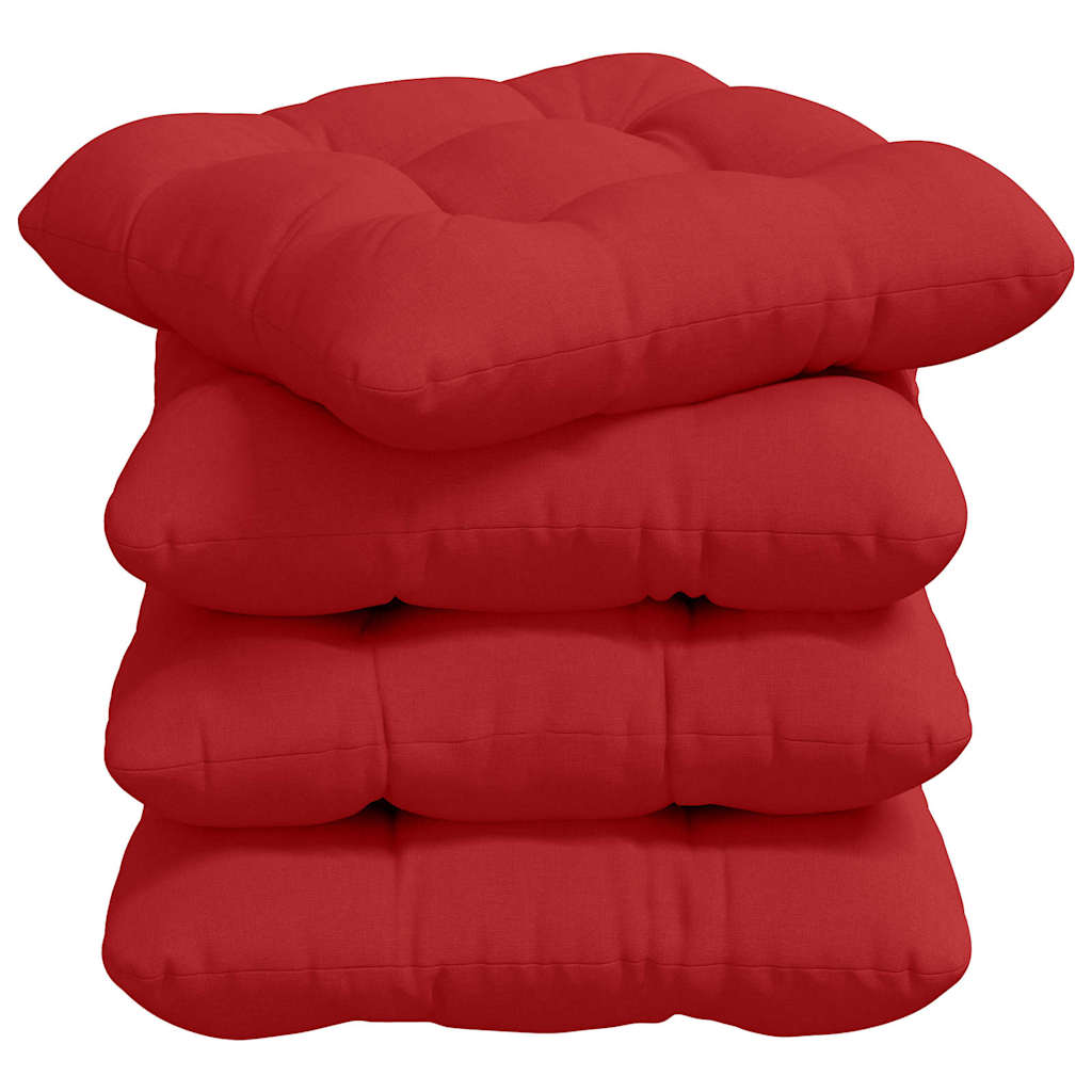 Seat cushions 4 pcs Red 45 x 45 x 12 cm fabric
