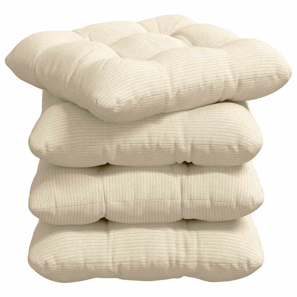 Sėdynių pagalvėlės 4 pcs Kreminė 45 x 45 cm Kordūrinis audinys