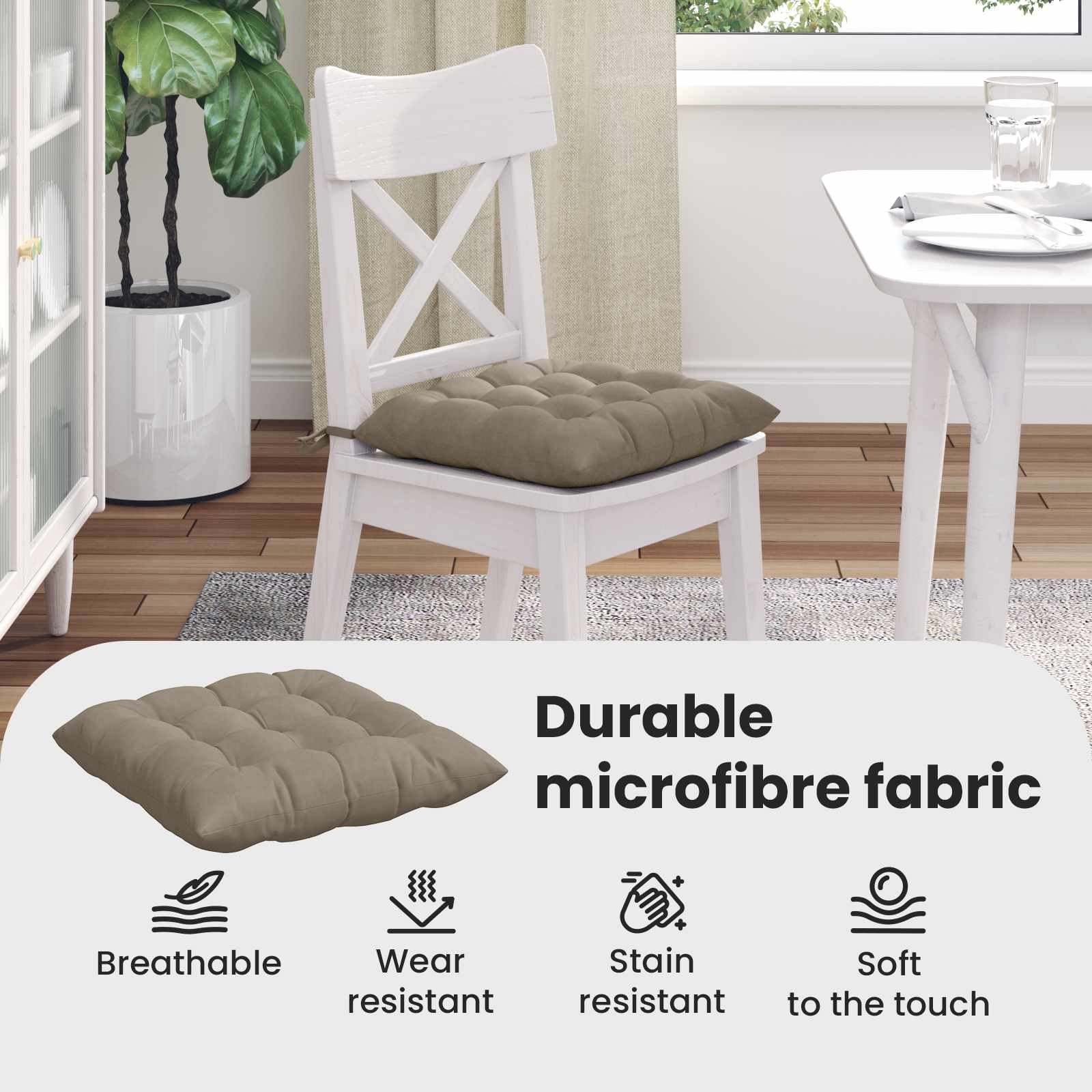 Sėdynių pagalvėlės 4 pcs Taupe 40 x 40 cm Mikropluošto audinys