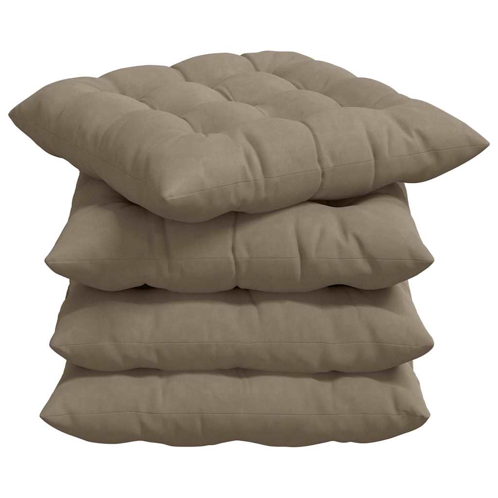 Seat cushions 4 pcs Taupe 40 x 40 cm Microfiber fabric