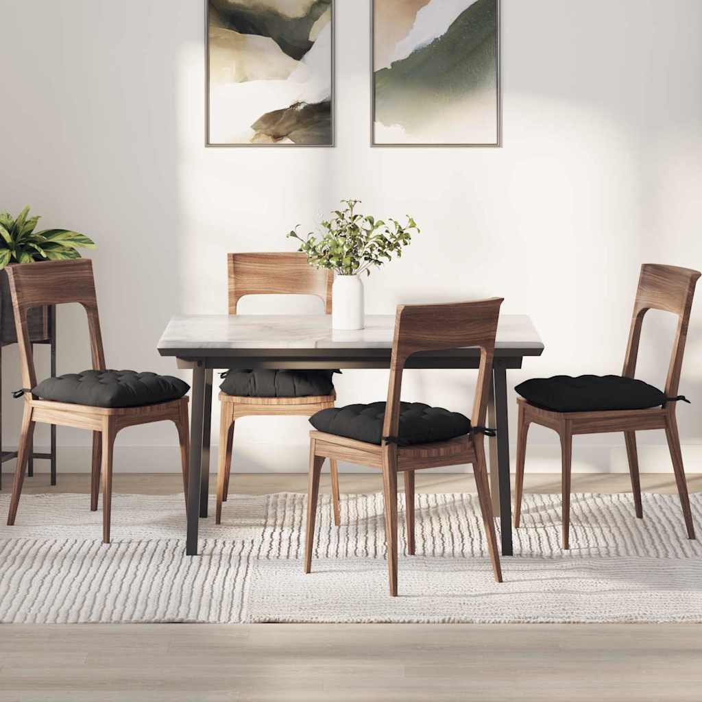 Seat Cushions 4 pcs Black 40 x 40 x 6 cm Microfiber
