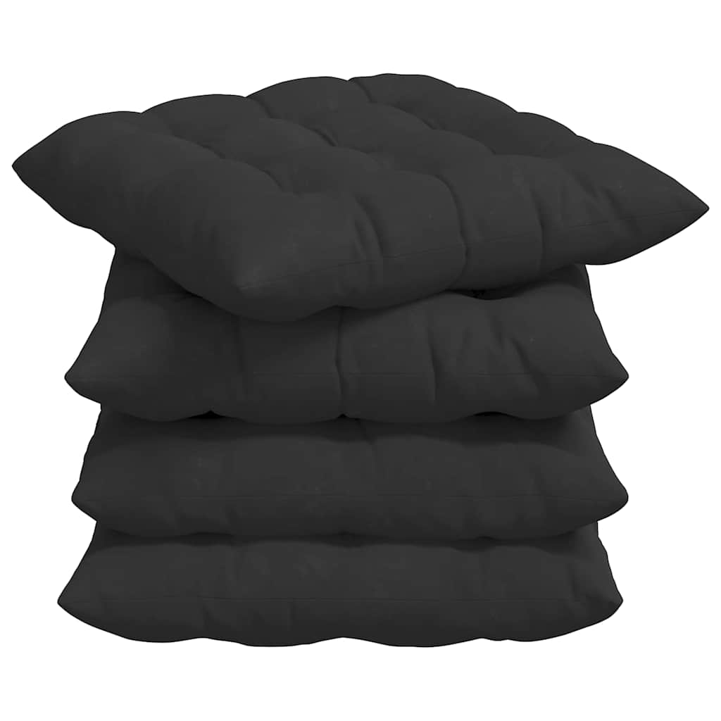 Seat Cushions 4 pcs Black 40 x 40 x 6 cm Microfiber