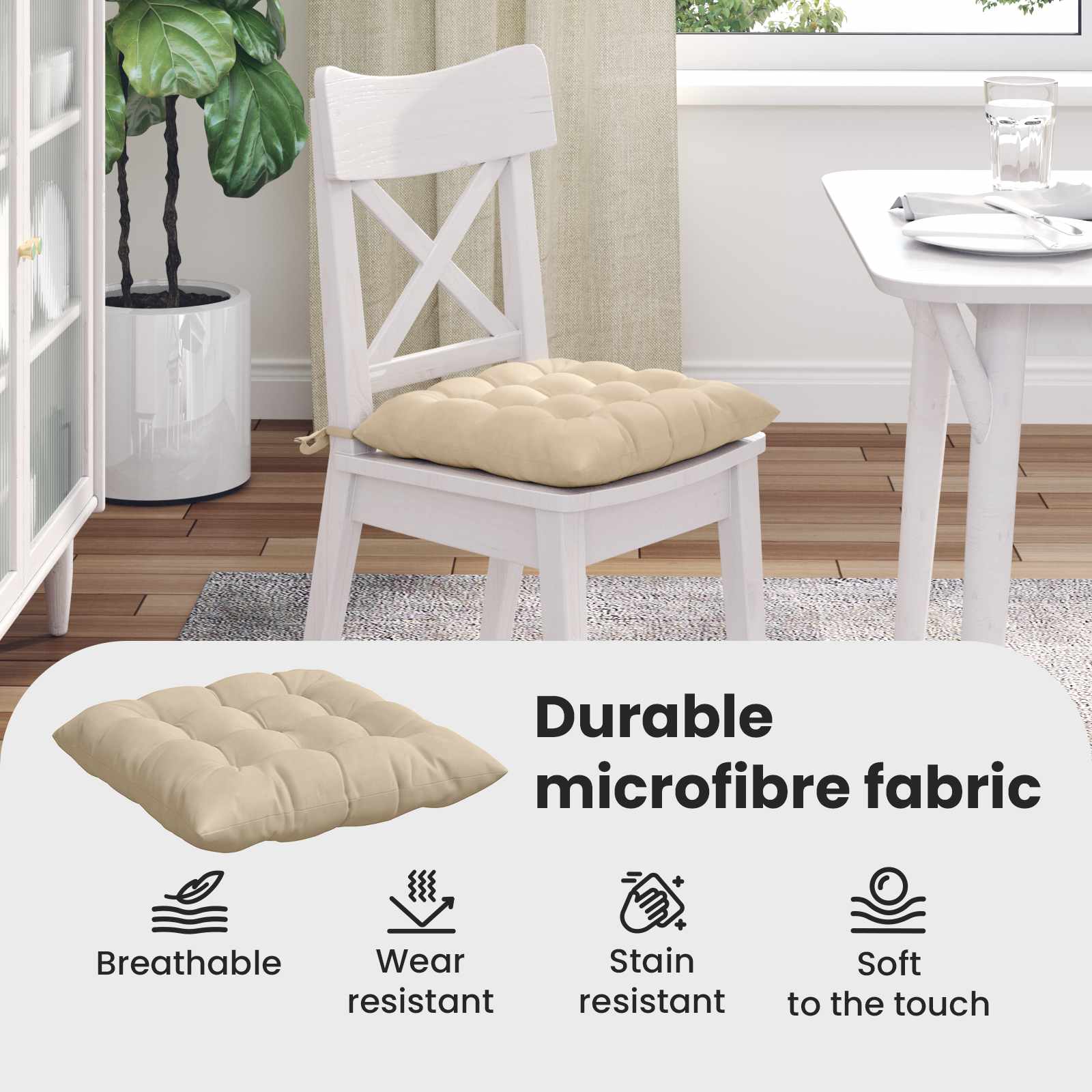 Sėdynių pagalvėlės 4 pcs Kreminė 40 x 40 x 6 cm Mikropluoštas