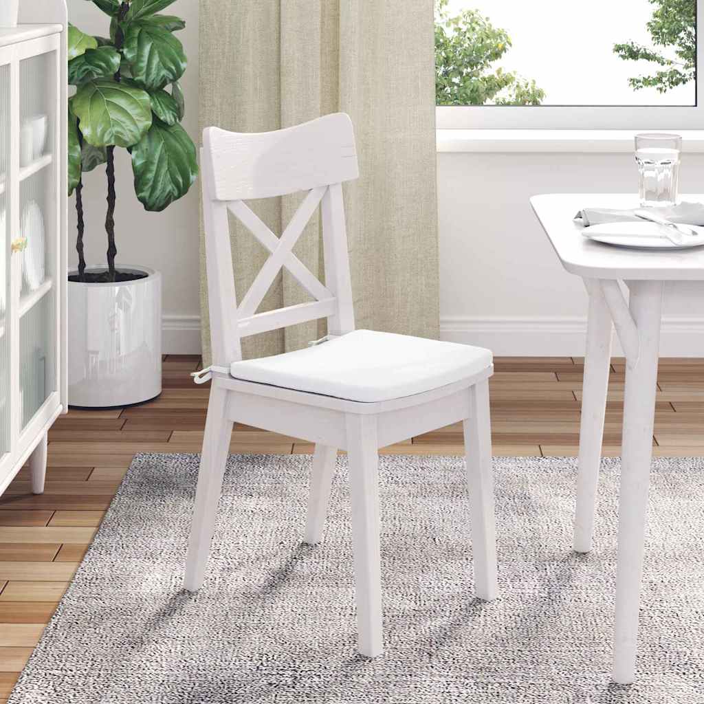 Seat cushions 4 pcs White 40 x 40 x 3 cm fabric