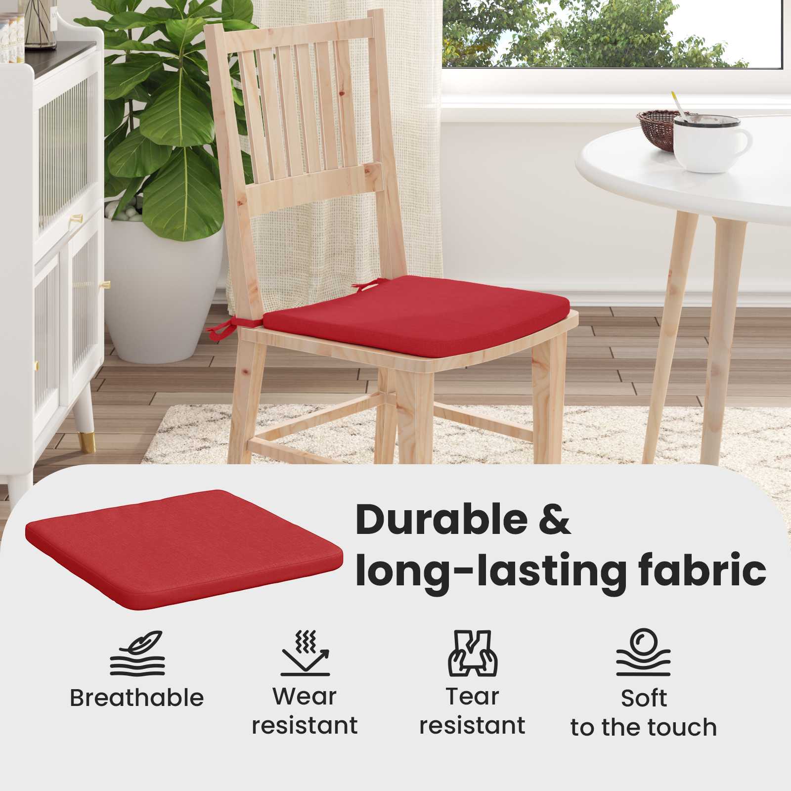 Sėdynių pagalvėlės 4 pcs Raudona 40 x 40 x 3 cm audinys