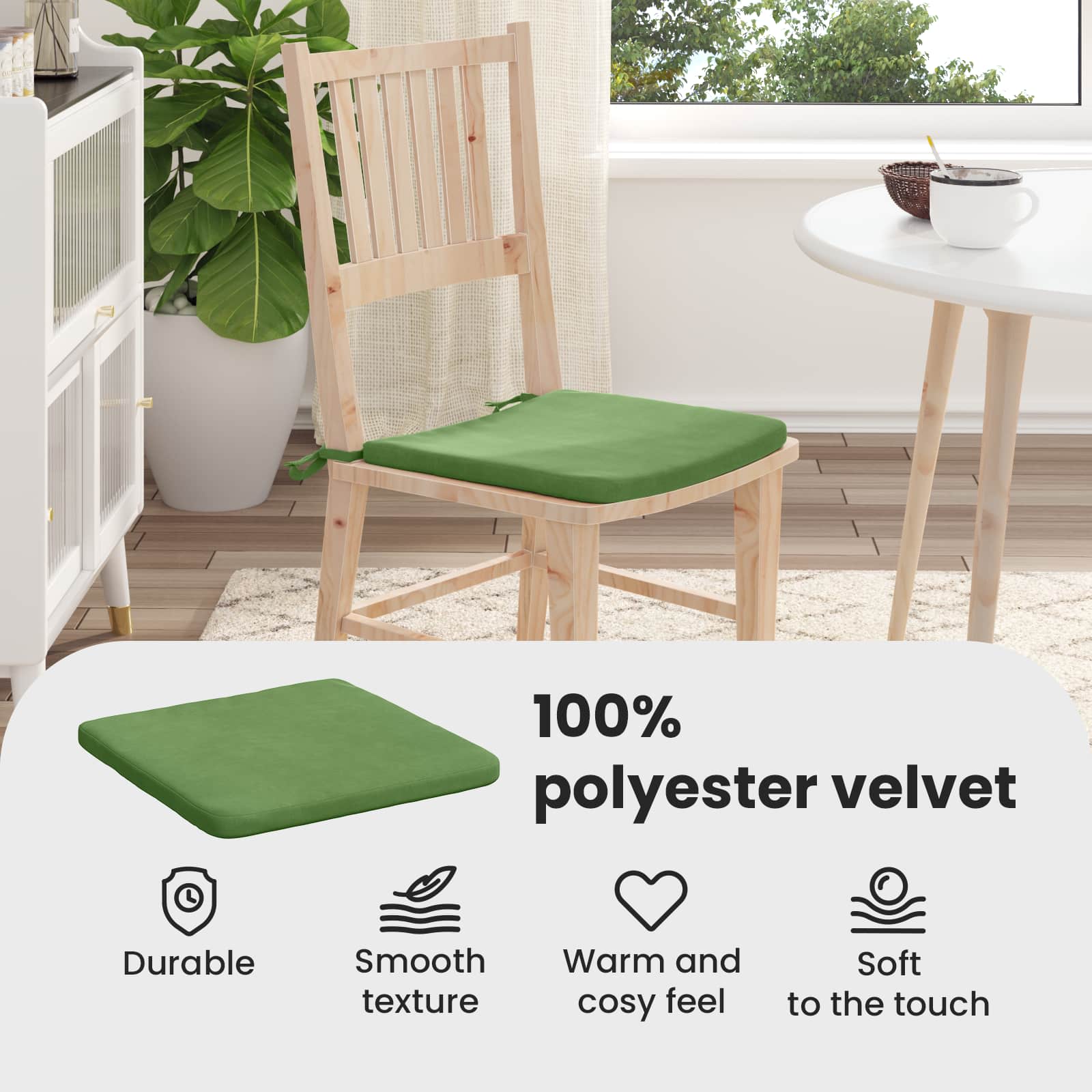 Sėdynių pagalvėlės 4 pcs Šviesiai žalia 40 x 40 x 3 cm Aksomas