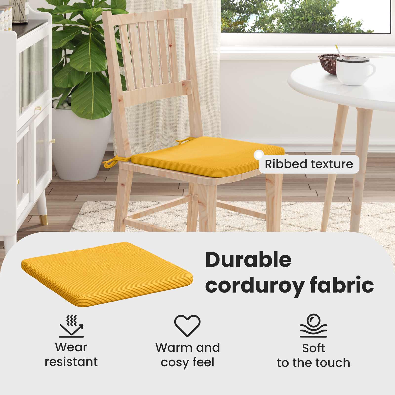 Sėdynių pagalvėlės 4 pcs Šviesi geltona 40 x 40 x 3 cm